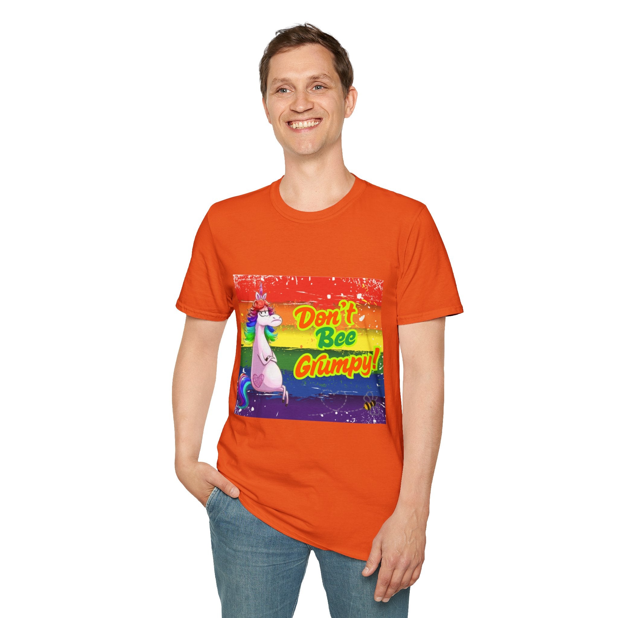 Don't Bee Grumpy Rainbow Unisex Softstyle T-Shirt