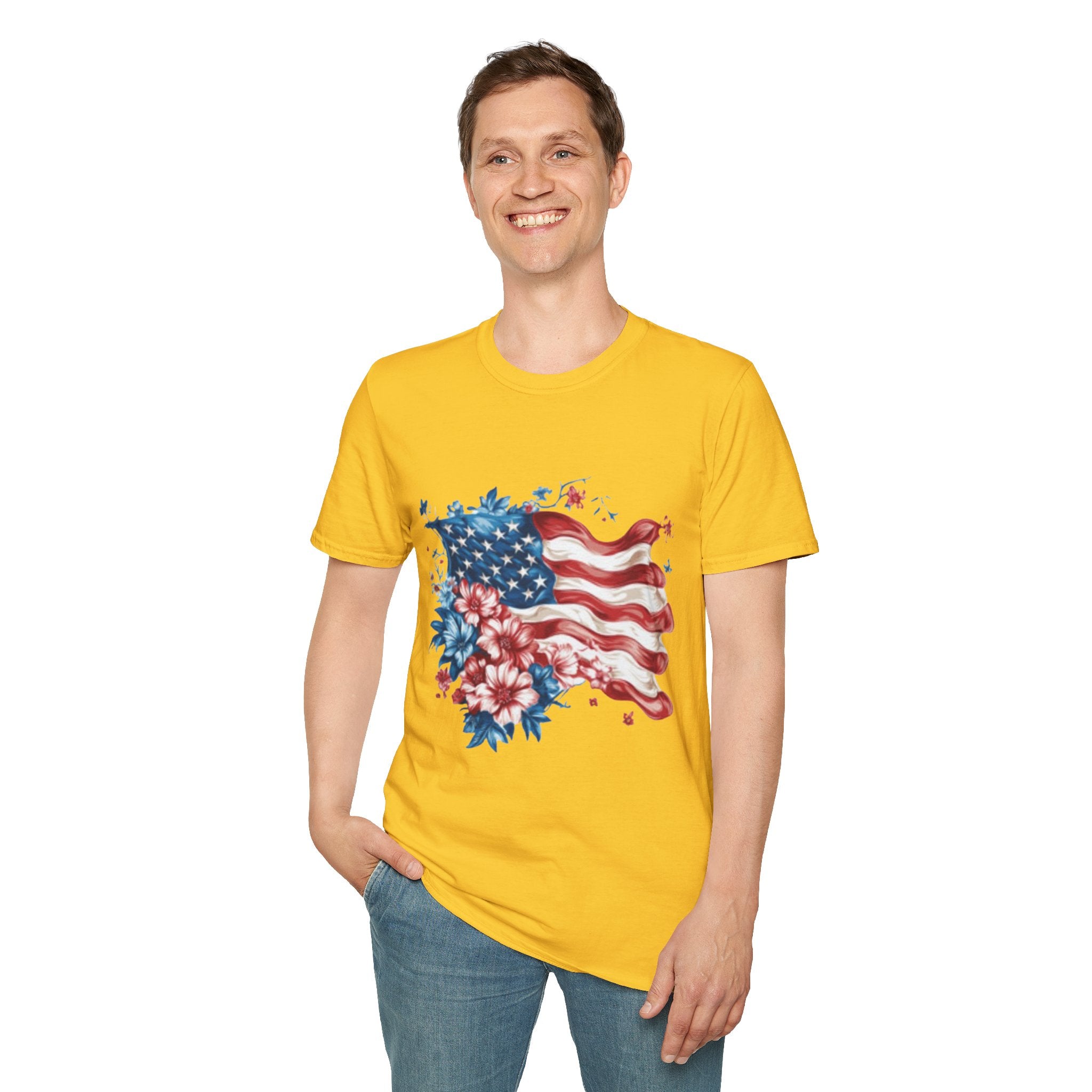 Patriotic USA Flag Unisex Softstyle T-Shirt