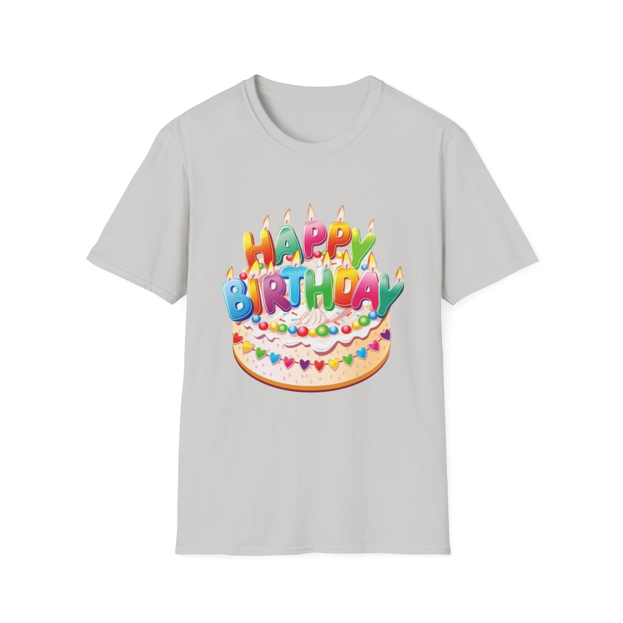 Happy Birthday Cake Unisex Softstyle T-Shirt-Personalize It!