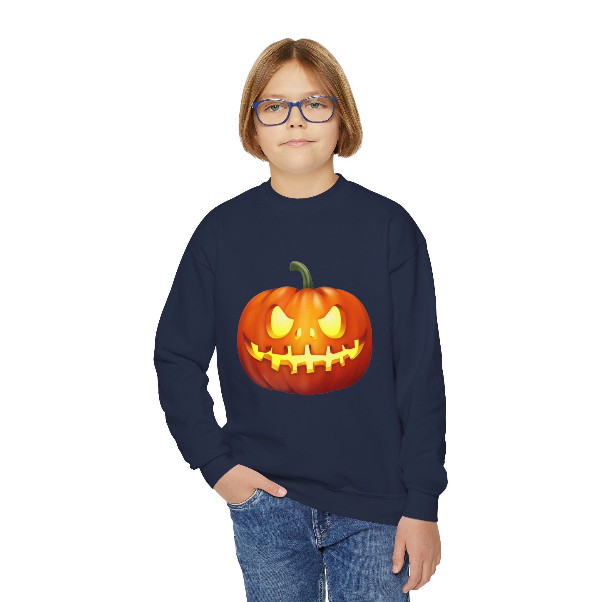 Halloween Pumpkin Youth Crewneck Sweatshirt