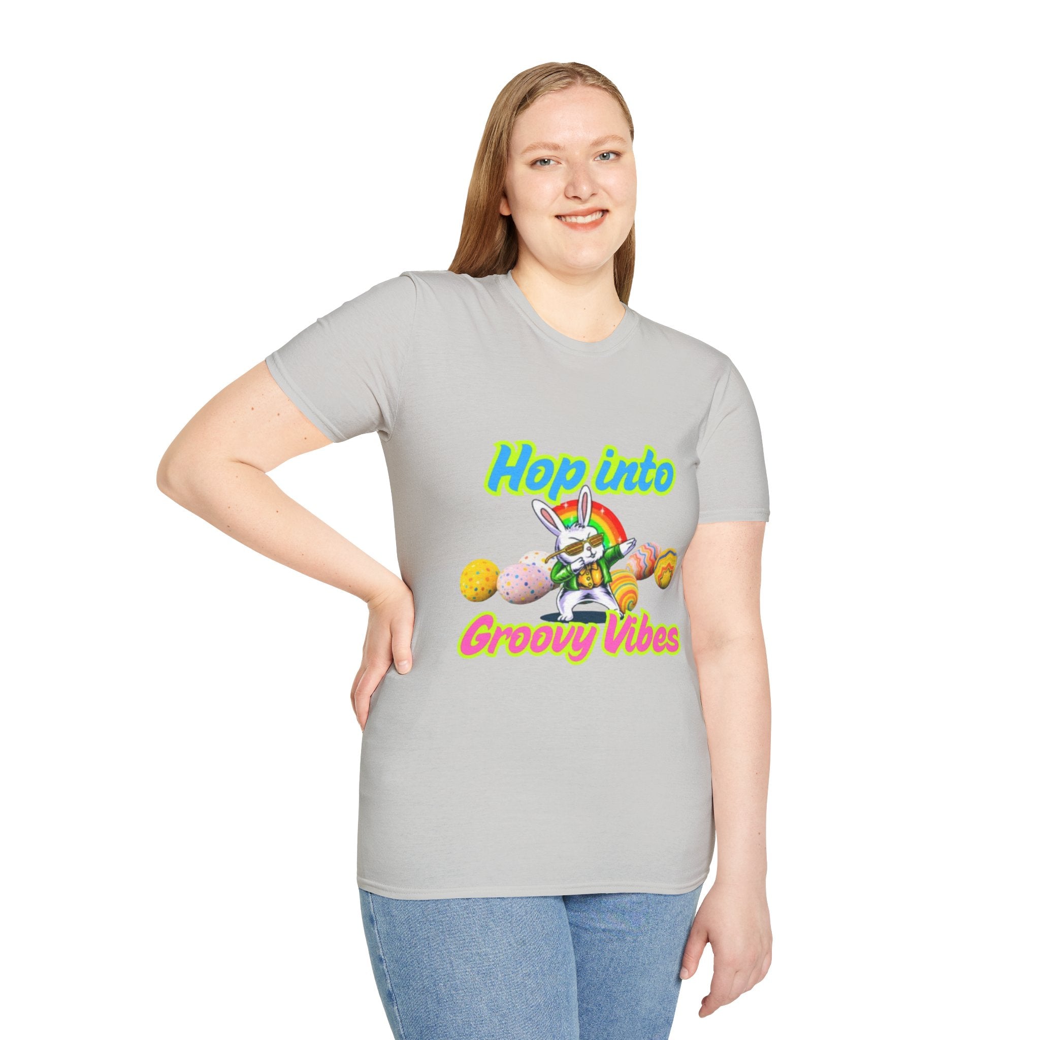 Hop Into Groovy Vibes Bunny Unisex Softstyle T-Shirt