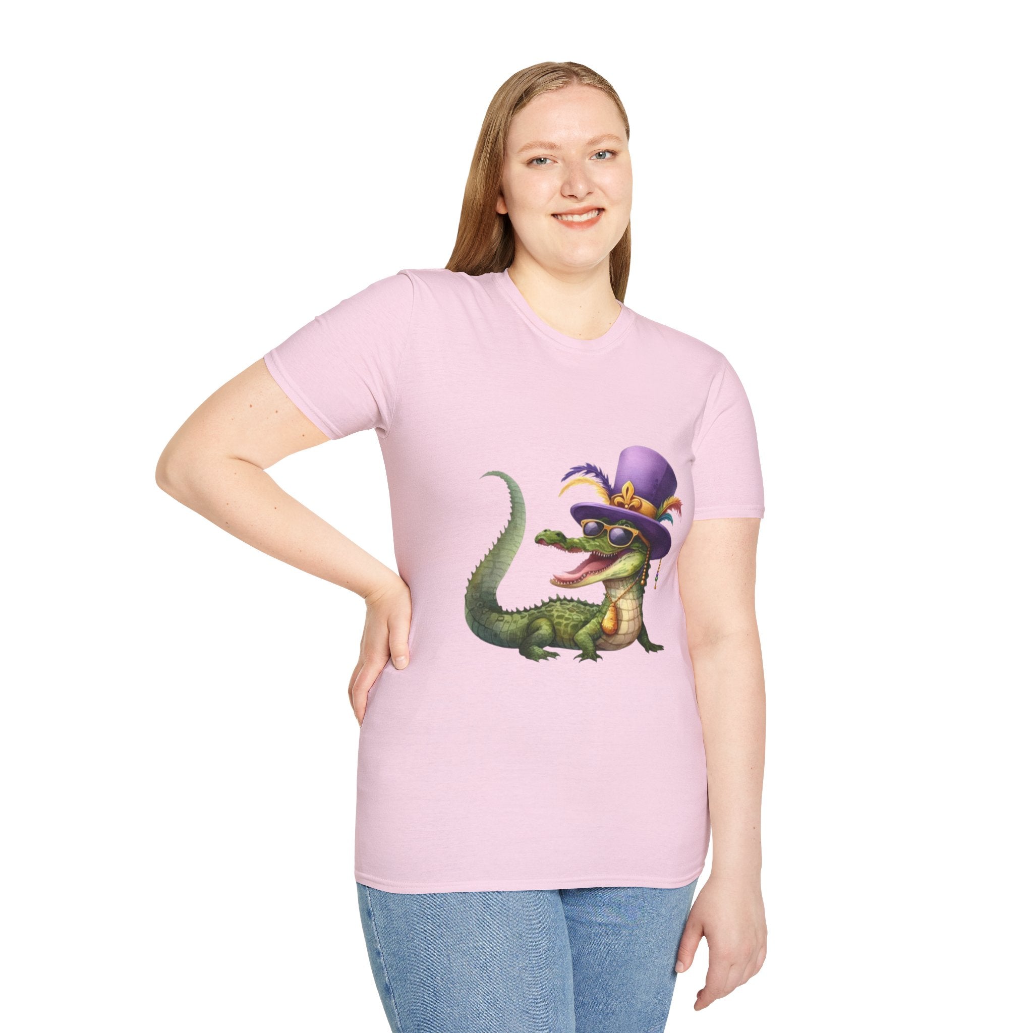 Mardi Gras Alligator Unisex Softstyle T-Shirt