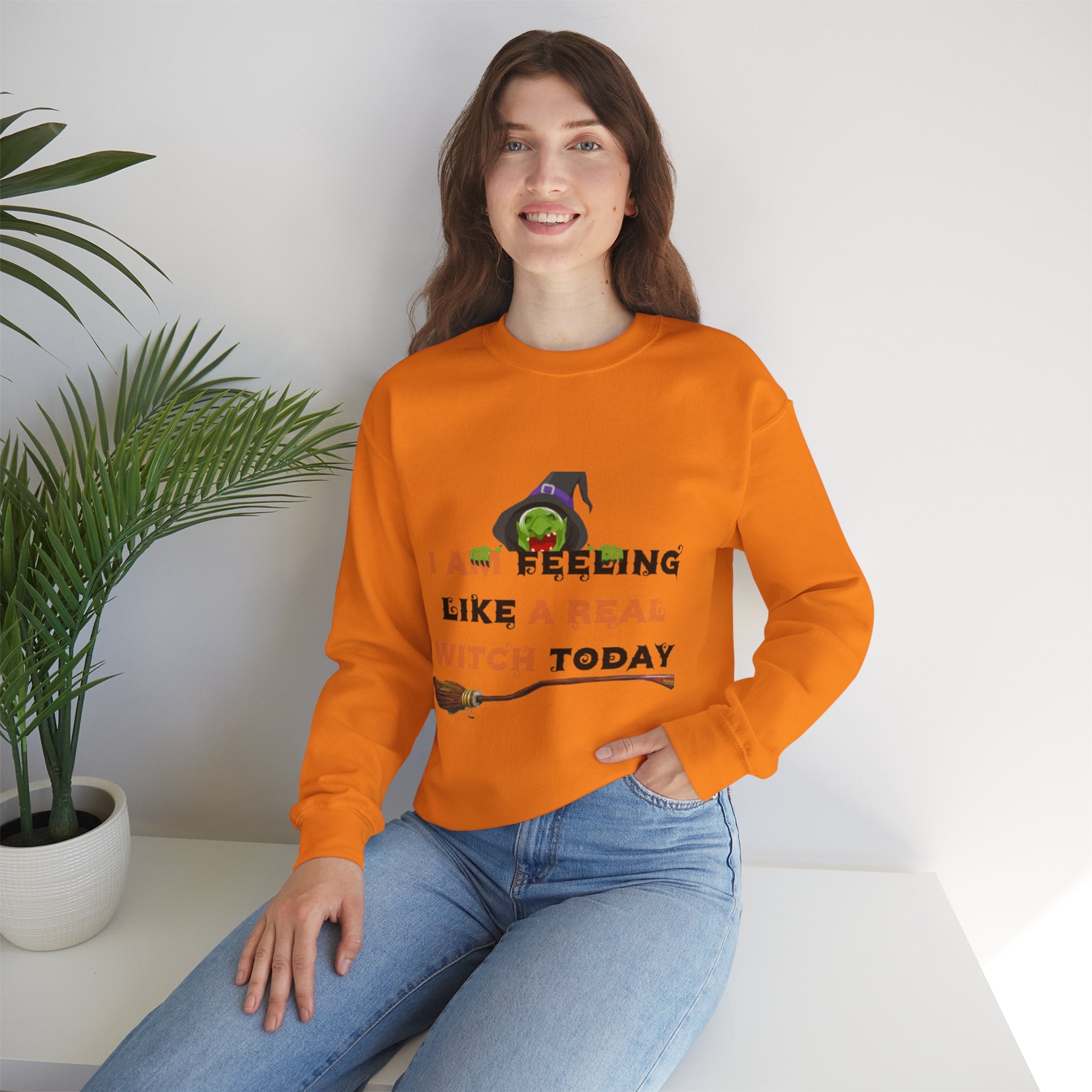 I Am Feeling Like A Real Witch Today Unisex Heavy Blend™ Crewneck Sweatshirt