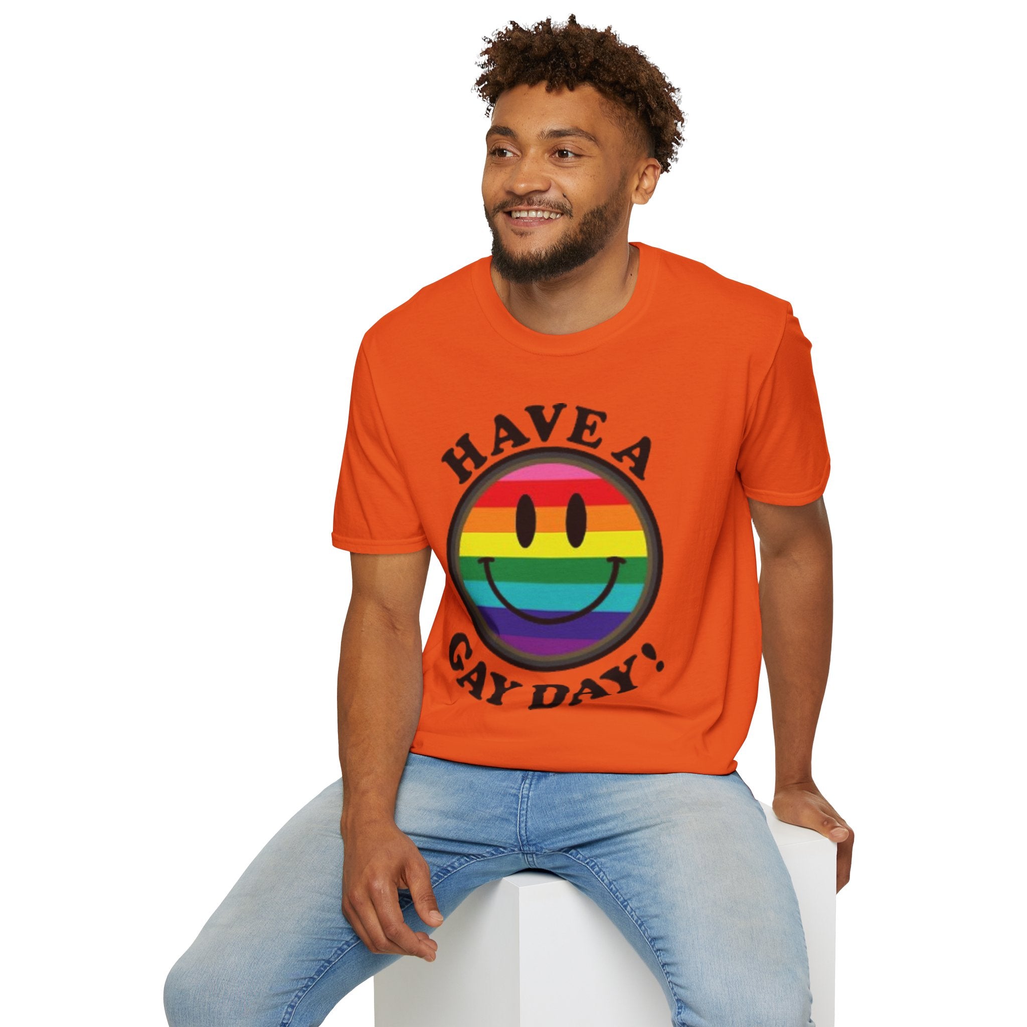 Have A Gay Day Rainbow Smile Unisex Softstyle T-Shirt