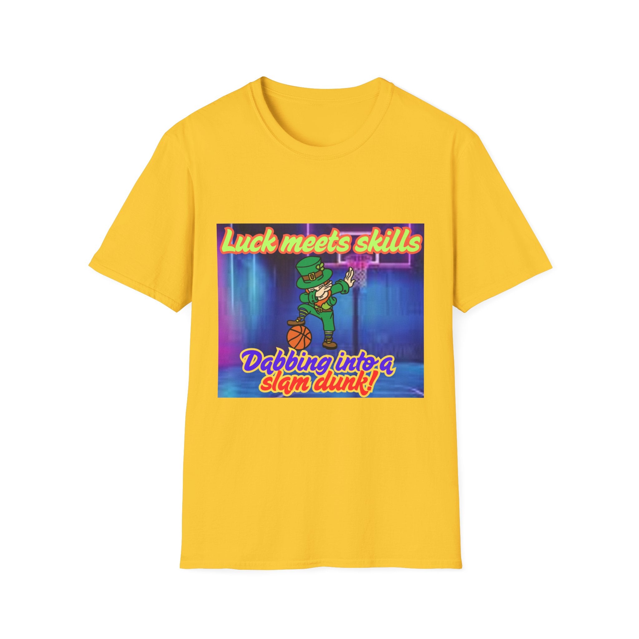Luck Meets Skills Dabbing Into A Slam Dunk! Unisex Softstyle T-Shirt