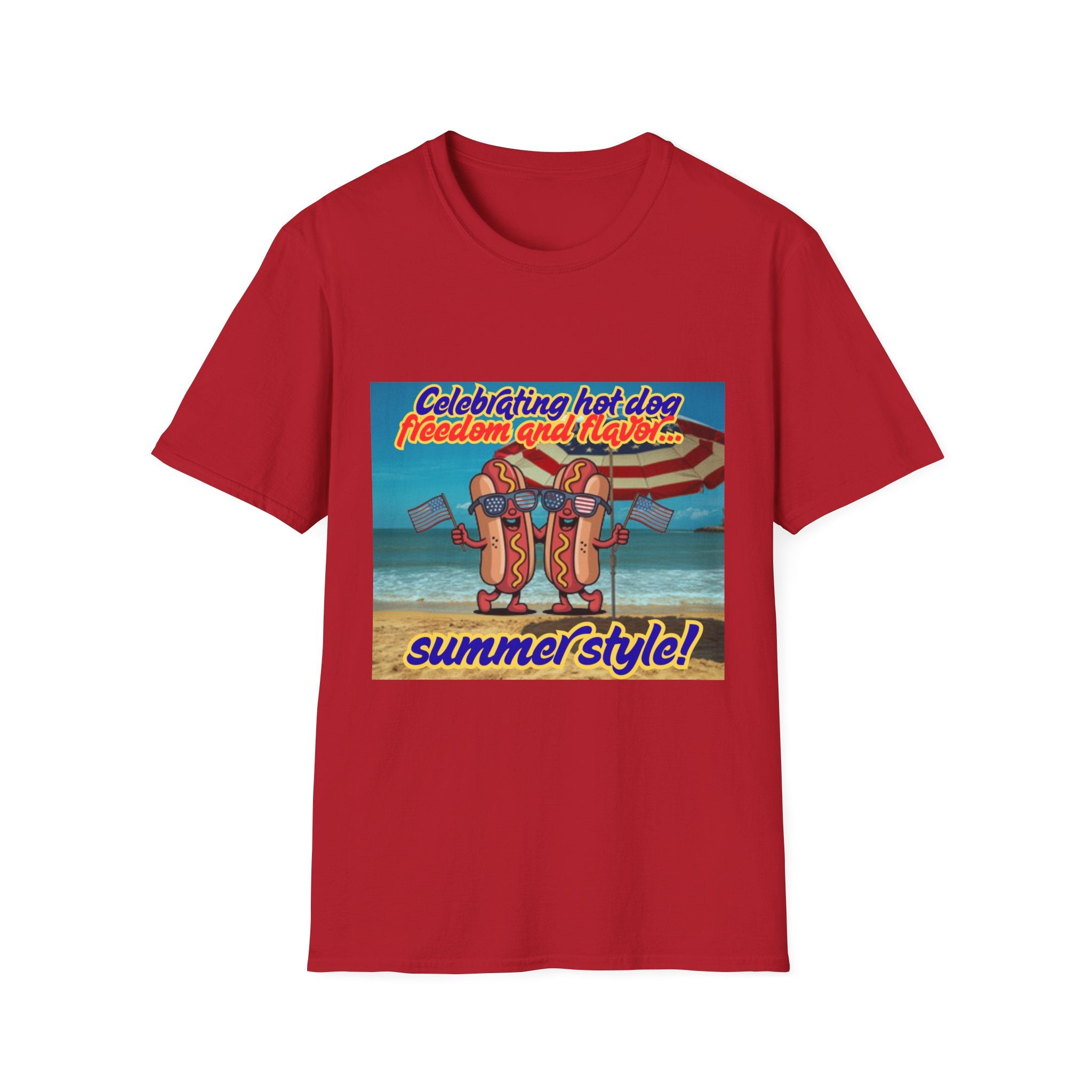 Celebrating Hot Dog Freedom And Flavor Summer Style! Unisex Softstyle T-Shirt