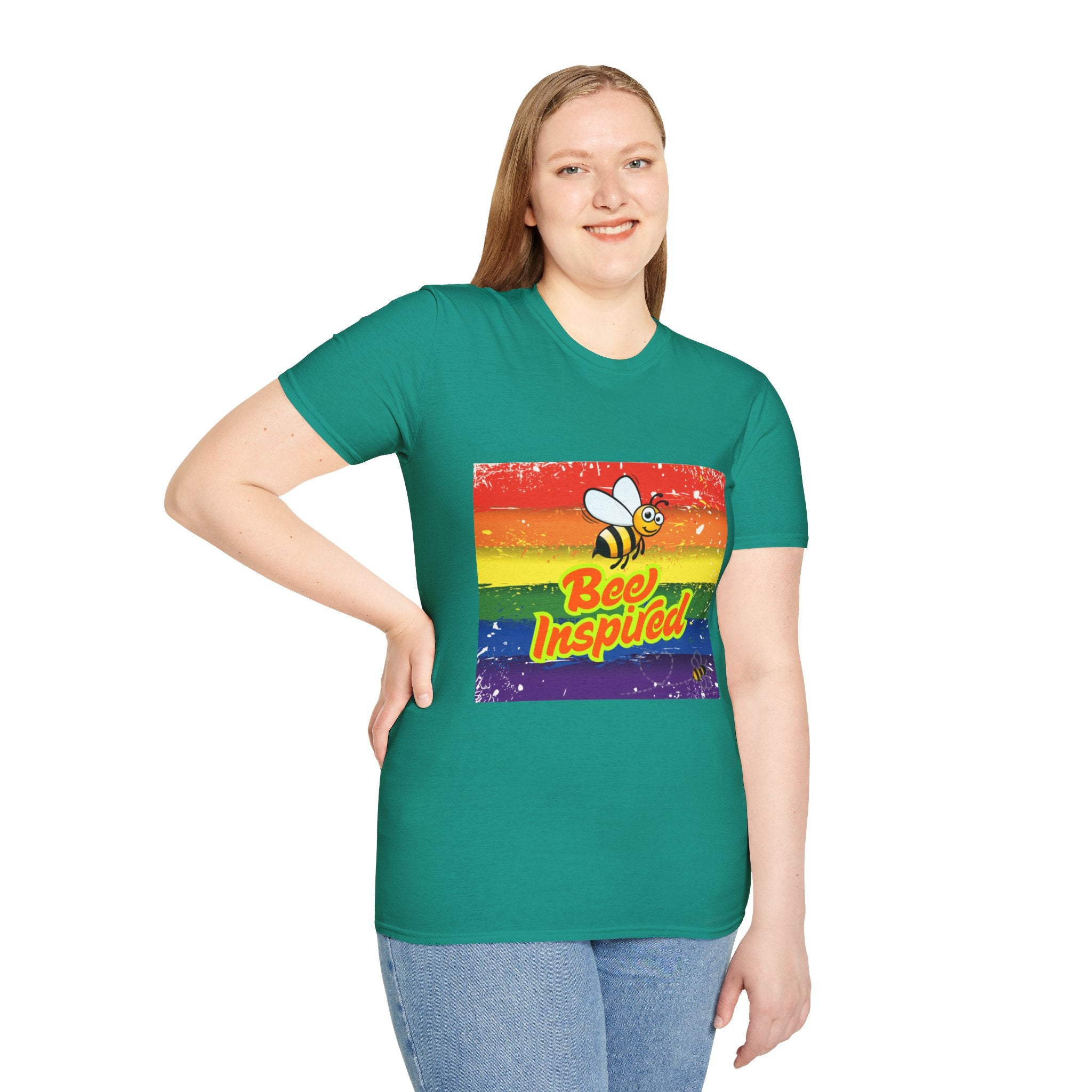 Bee Inspired Rainbow Unisex Softstyle T-Shirt