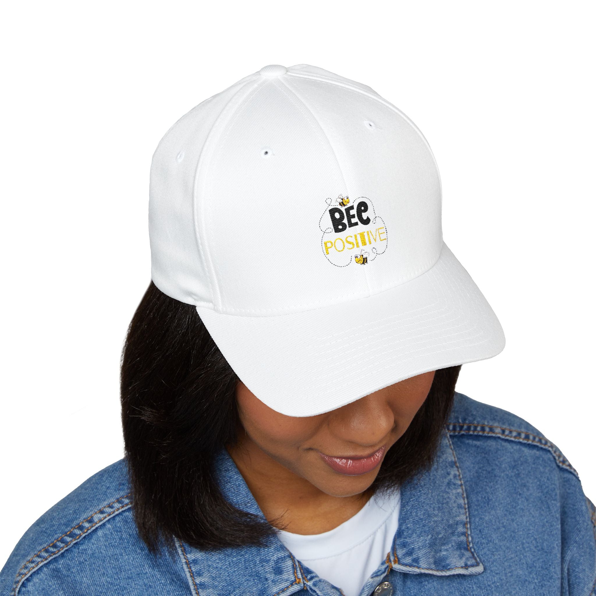Bee Positive Closed-Back Structured Embroidered Cap