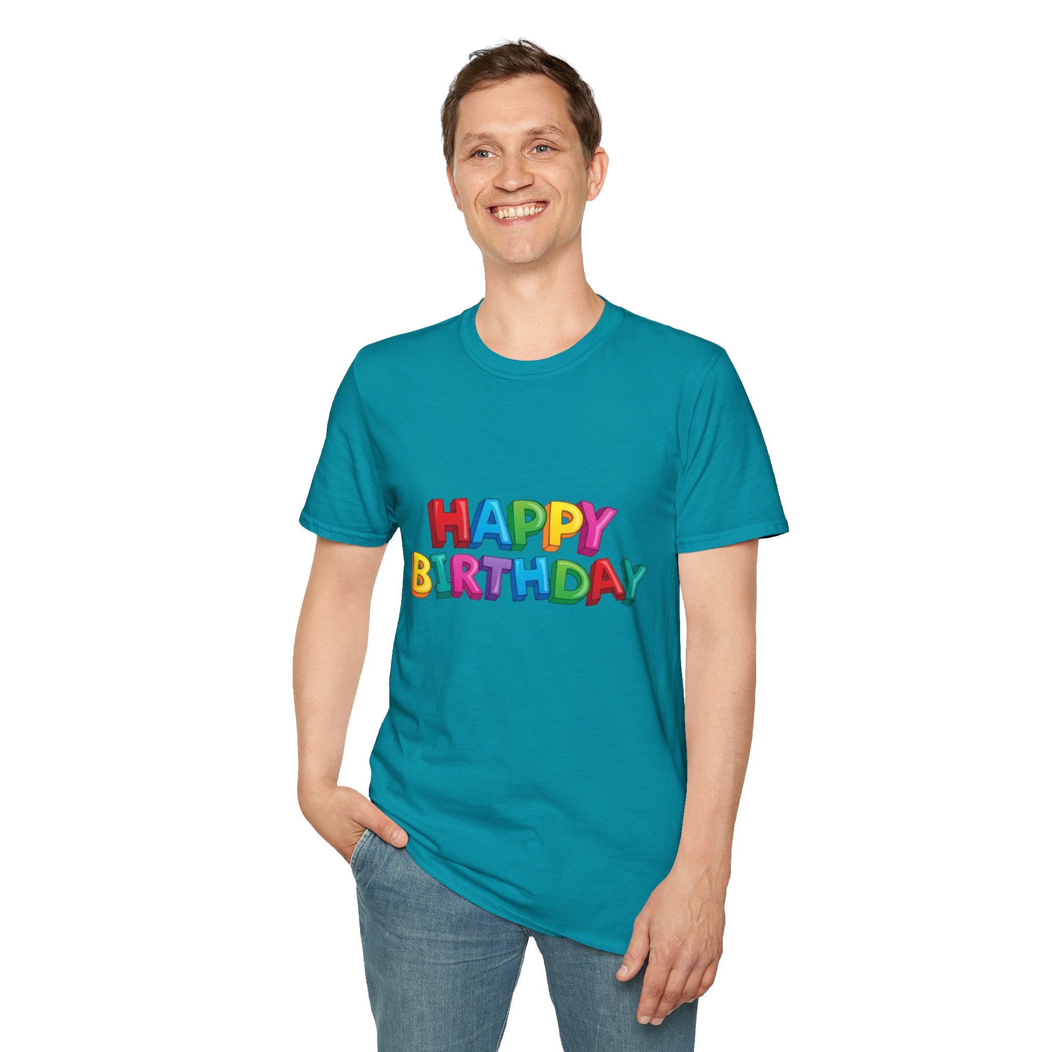 Happy Birthday Unisex Softstyle T-Shirt-Personalize It!