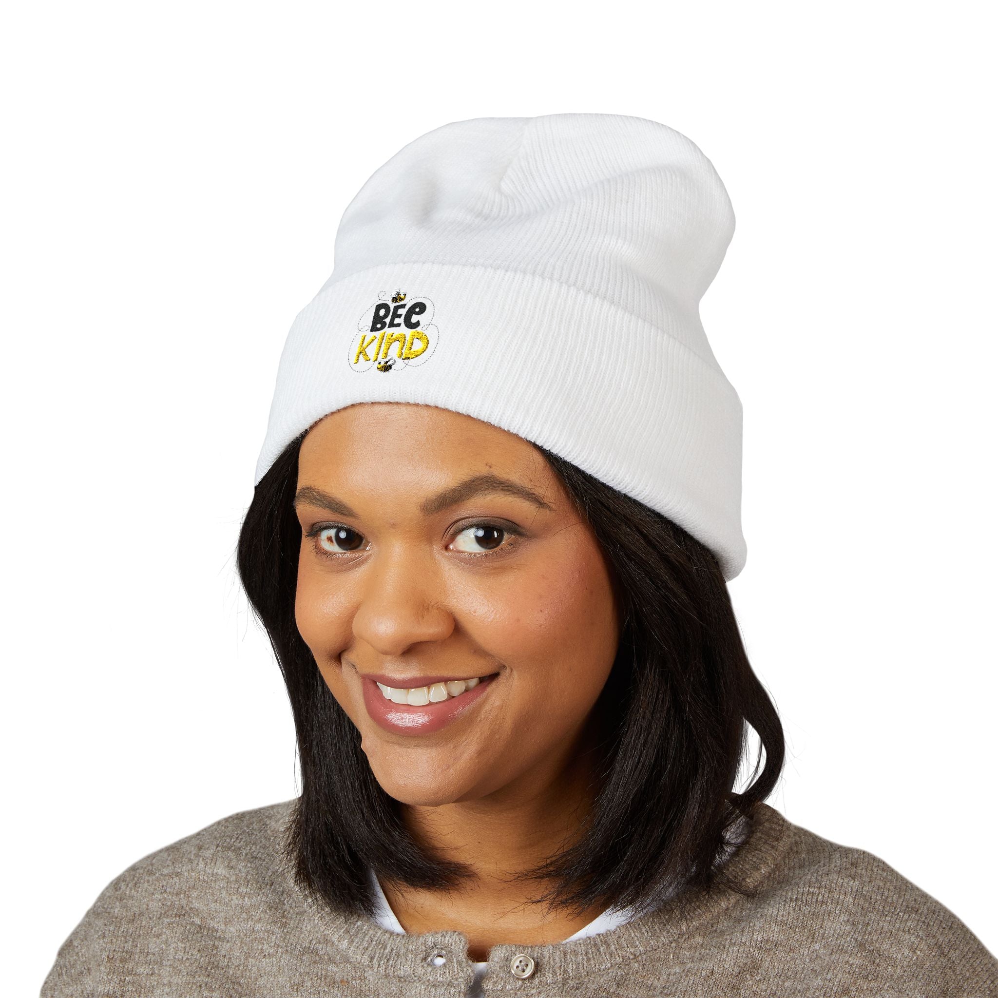 Bee Kind Embroidered Cuffed Beanie