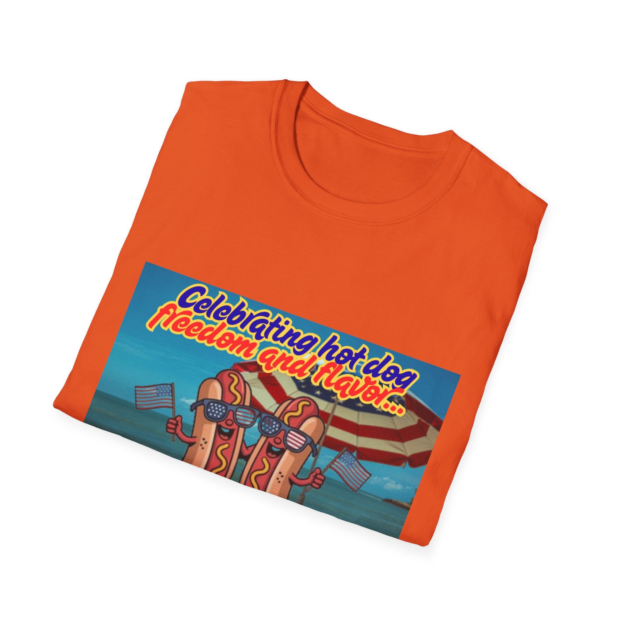 Celebrating Hot Dog Freedom And Flavor Summer Style! Unisex Softstyle T-Shirt