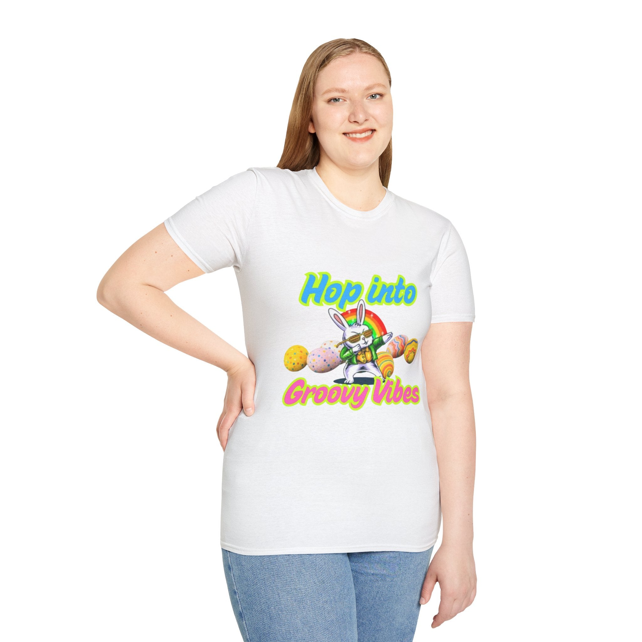 Hop Into Groovy Vibes Bunny Unisex Softstyle T-Shirt