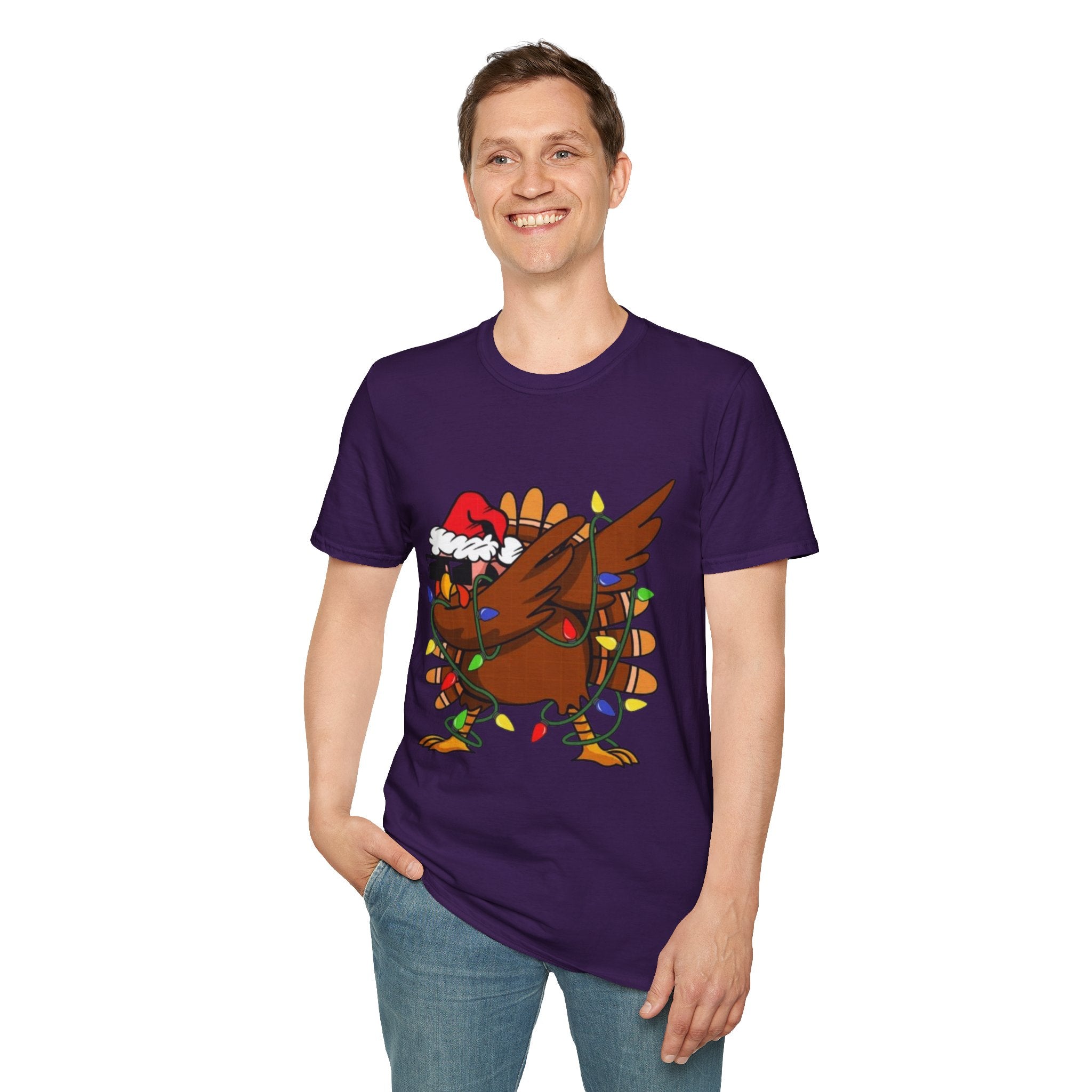 Dabbing Christmas Turkey Unisex Softstyle T-Shirt