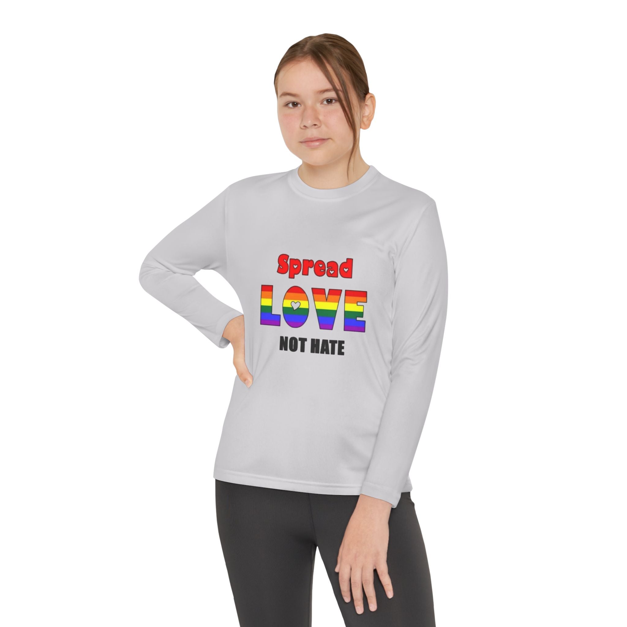 Spread Love Not Hate Youth Long Sleeve Competitor T-Shirt