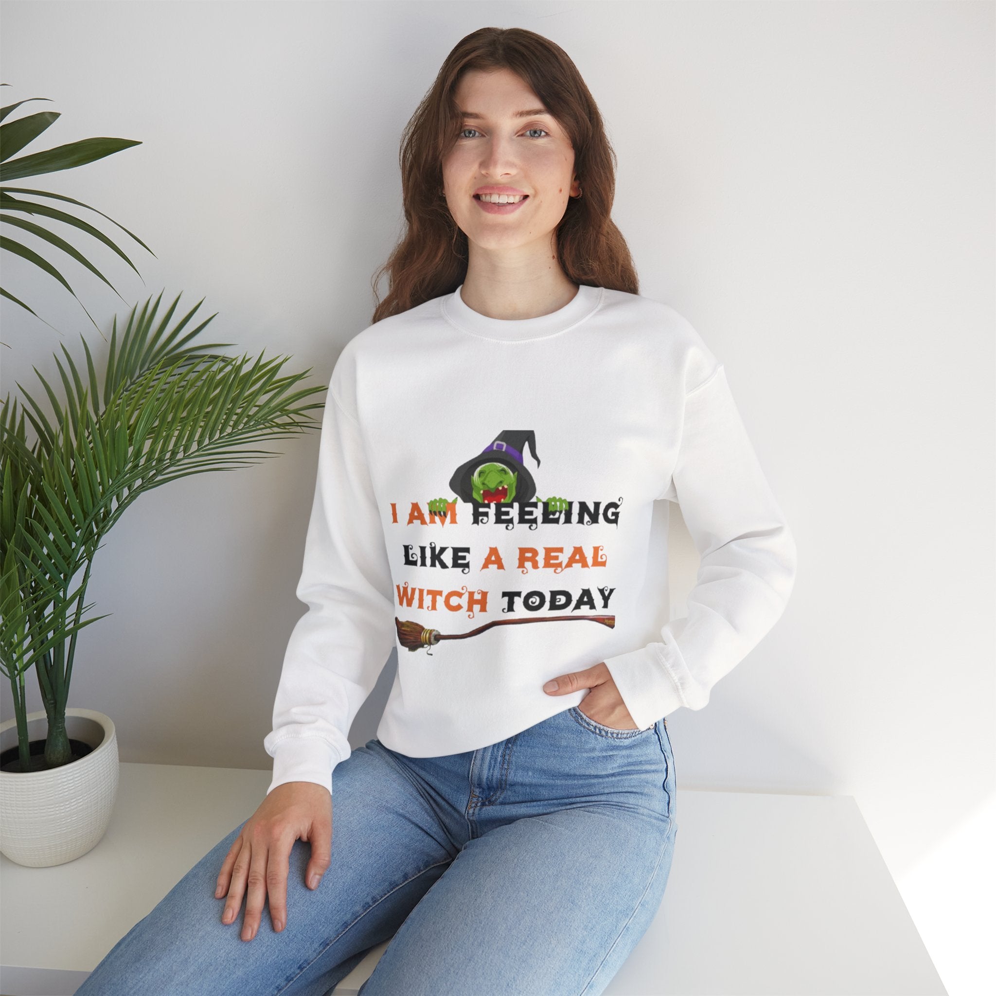 I Am Feeling Like A Real Witch Today Unisex Heavy Blend™ Crewneck Sweatshirt