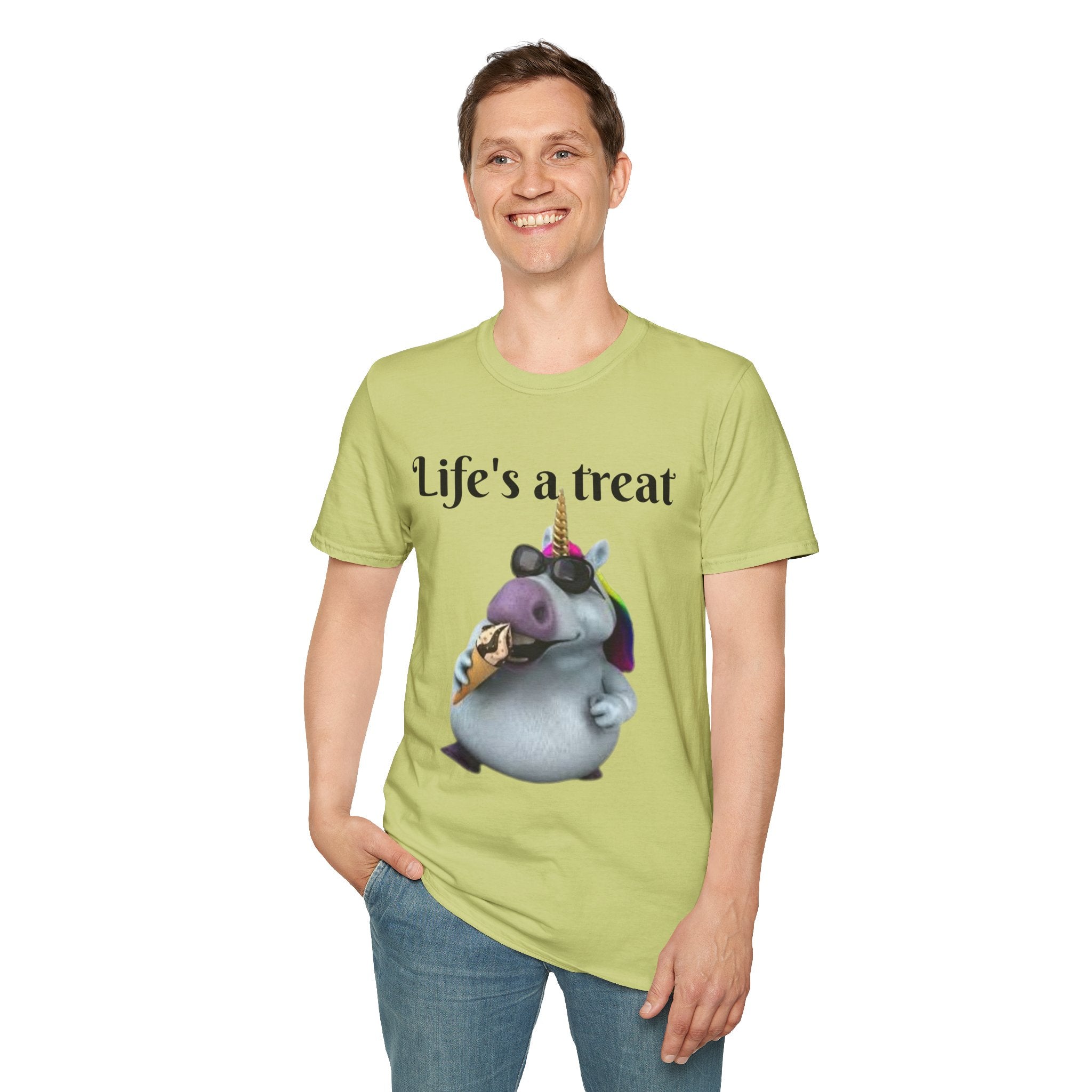 Life's A Treat Unicorn Unisex Softstyle T-Shirt