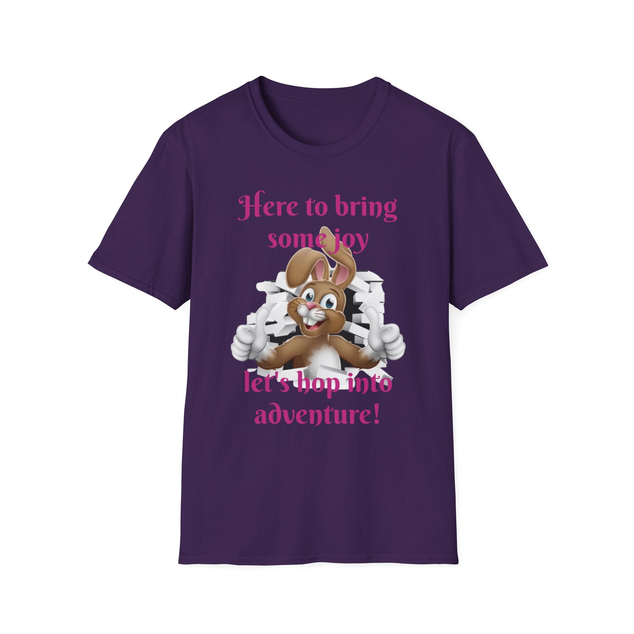 Here To Bring Some Joy Let's Hop Into Adventure Unisex Softstyle T-Shirt