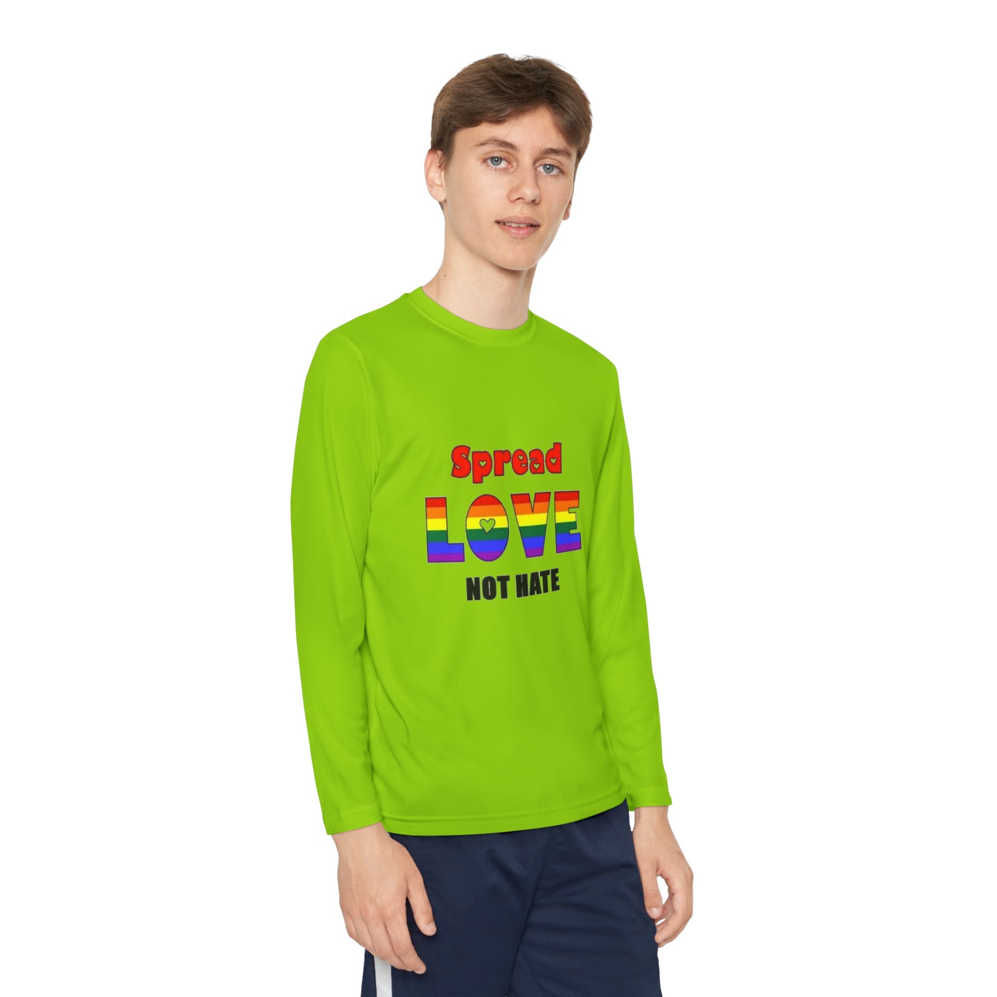 Spread Love Not Hate Youth Long Sleeve Competitor T-Shirt