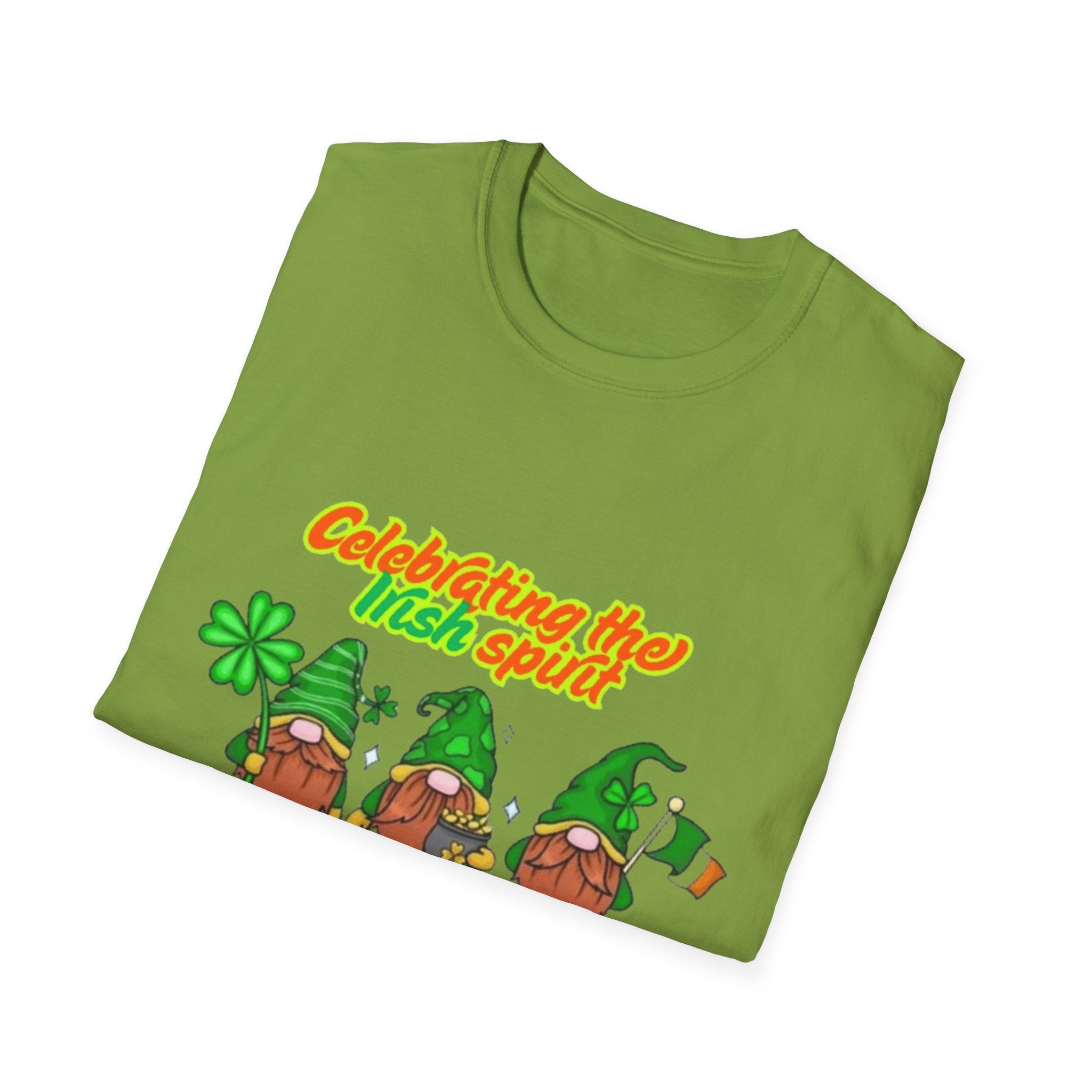 Celebrating the Irish Spirit One Gnome At A Time Unisex Softstyle T-Shirt