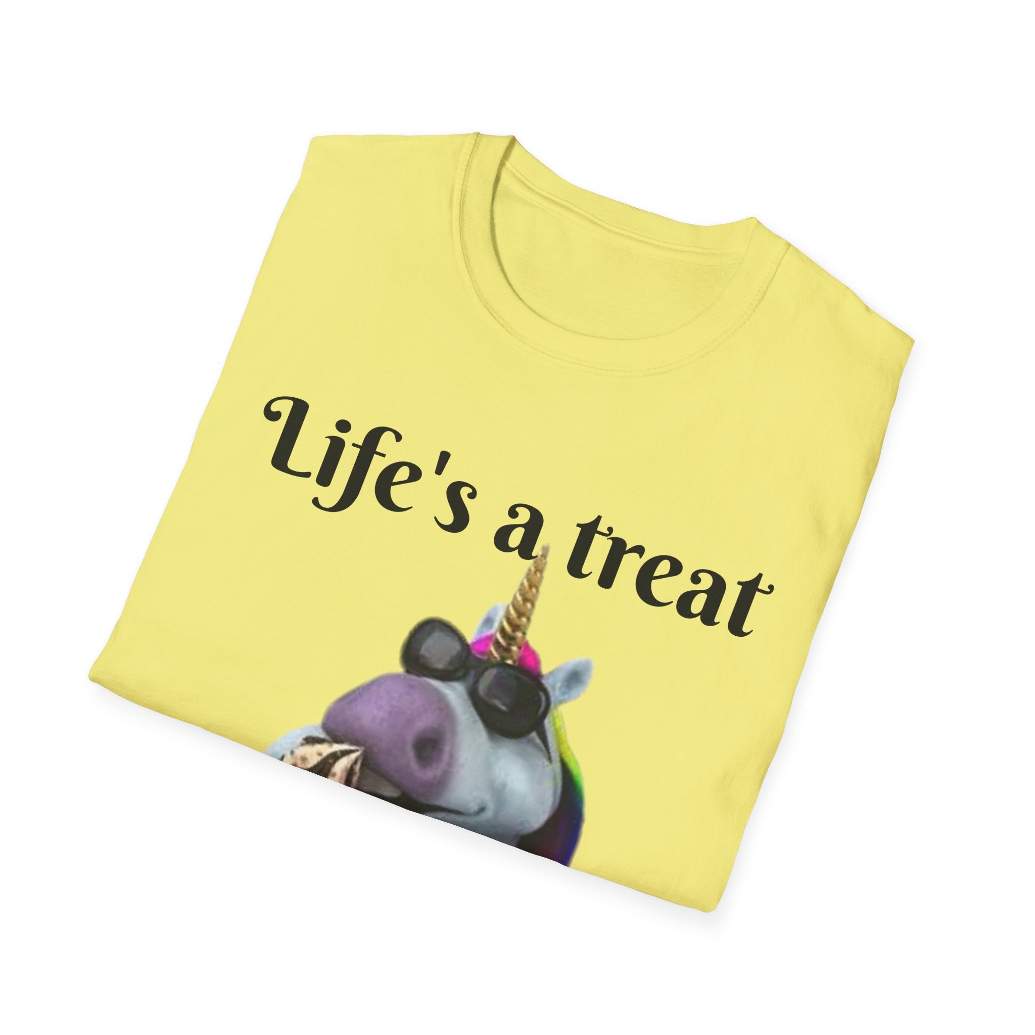 Life's A Treat Unicorn Unisex Softstyle T-Shirt