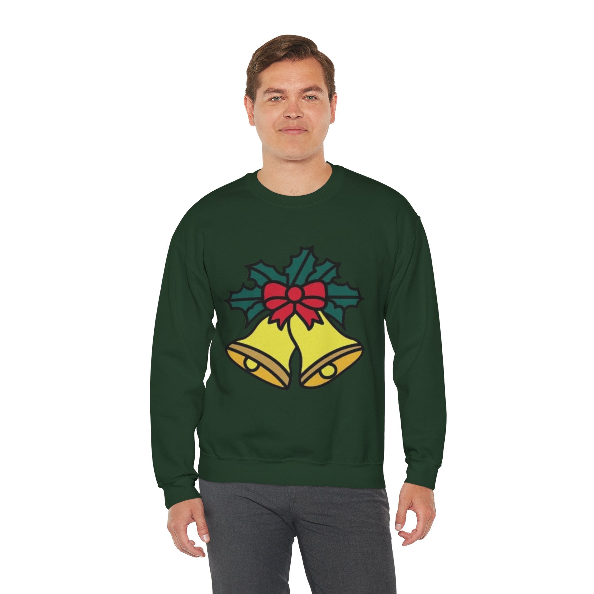 Festive Holiday Bells & Holly Unisex Heavy Blend™ Crewneck Sweatshirt