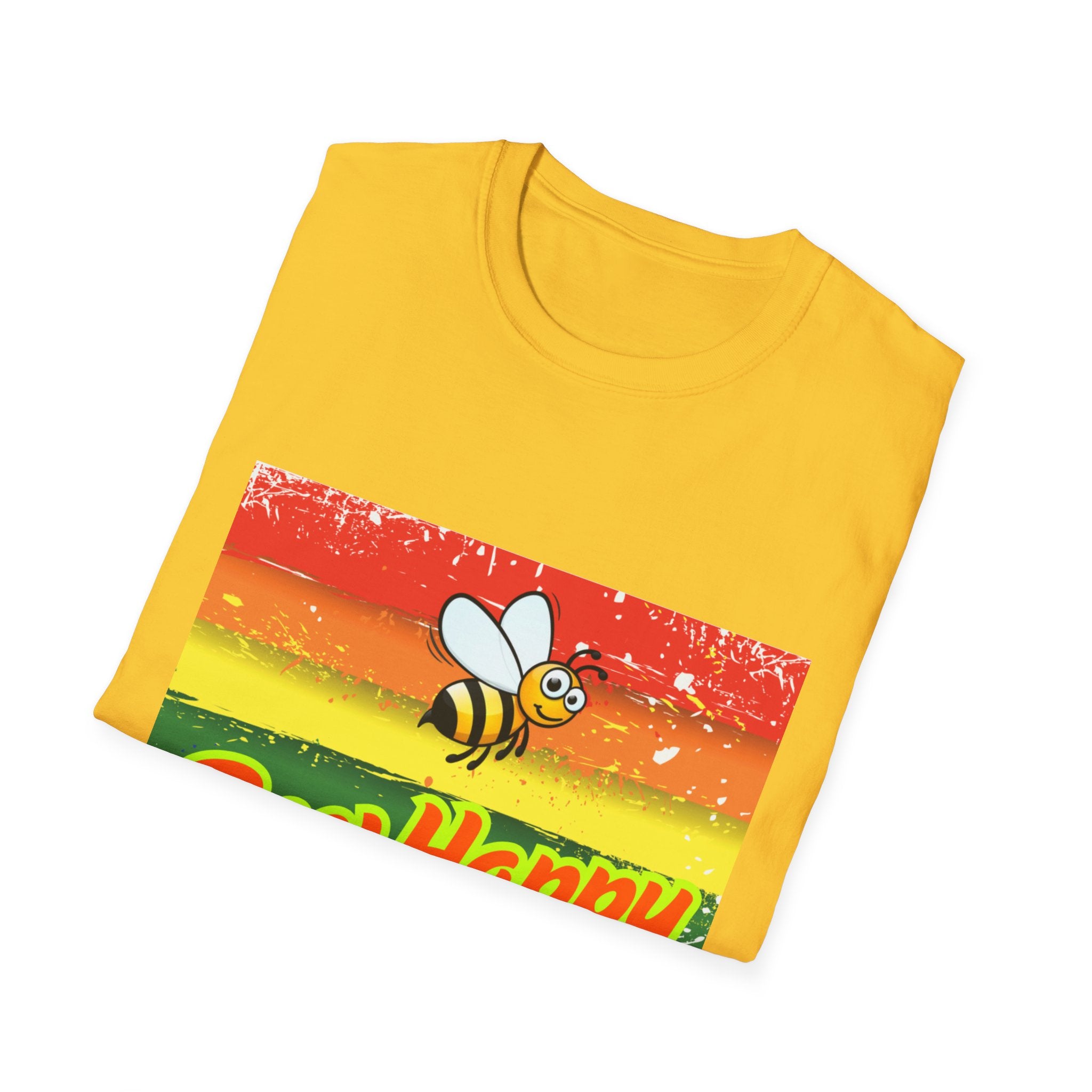 Bee Happy Rainbow Unisex Softstyle T-Shirt