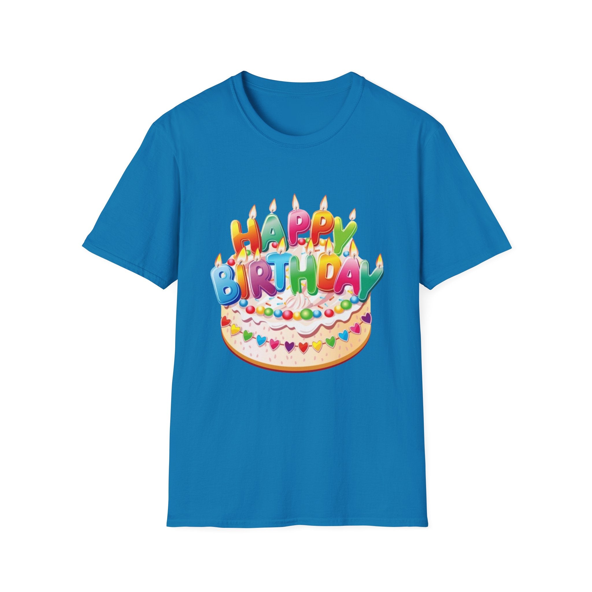 Happy Birthday Cake Unisex Softstyle T-Shirt-Personalize It!