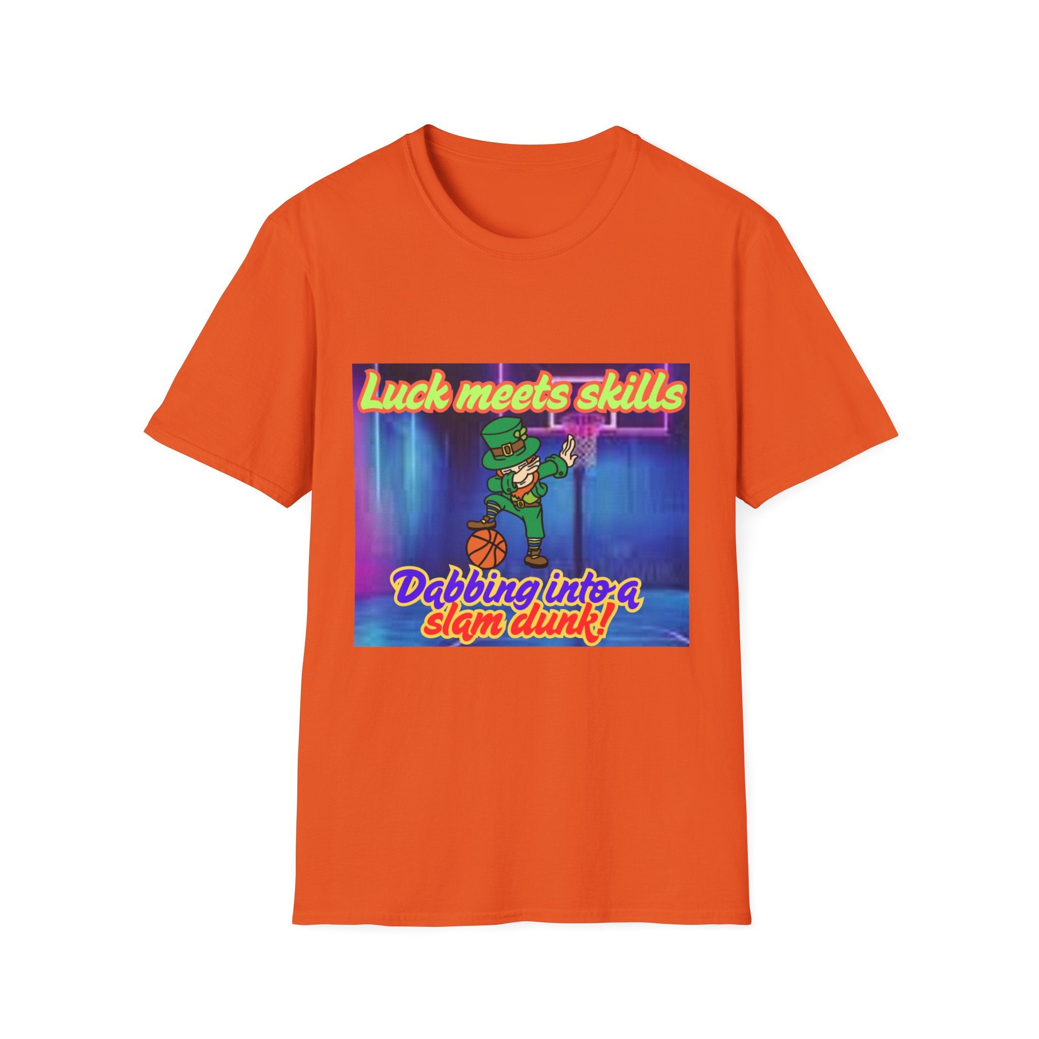 Luck Meets Skills Dabbing Into A Slam Dunk! Unisex Softstyle T-Shirt