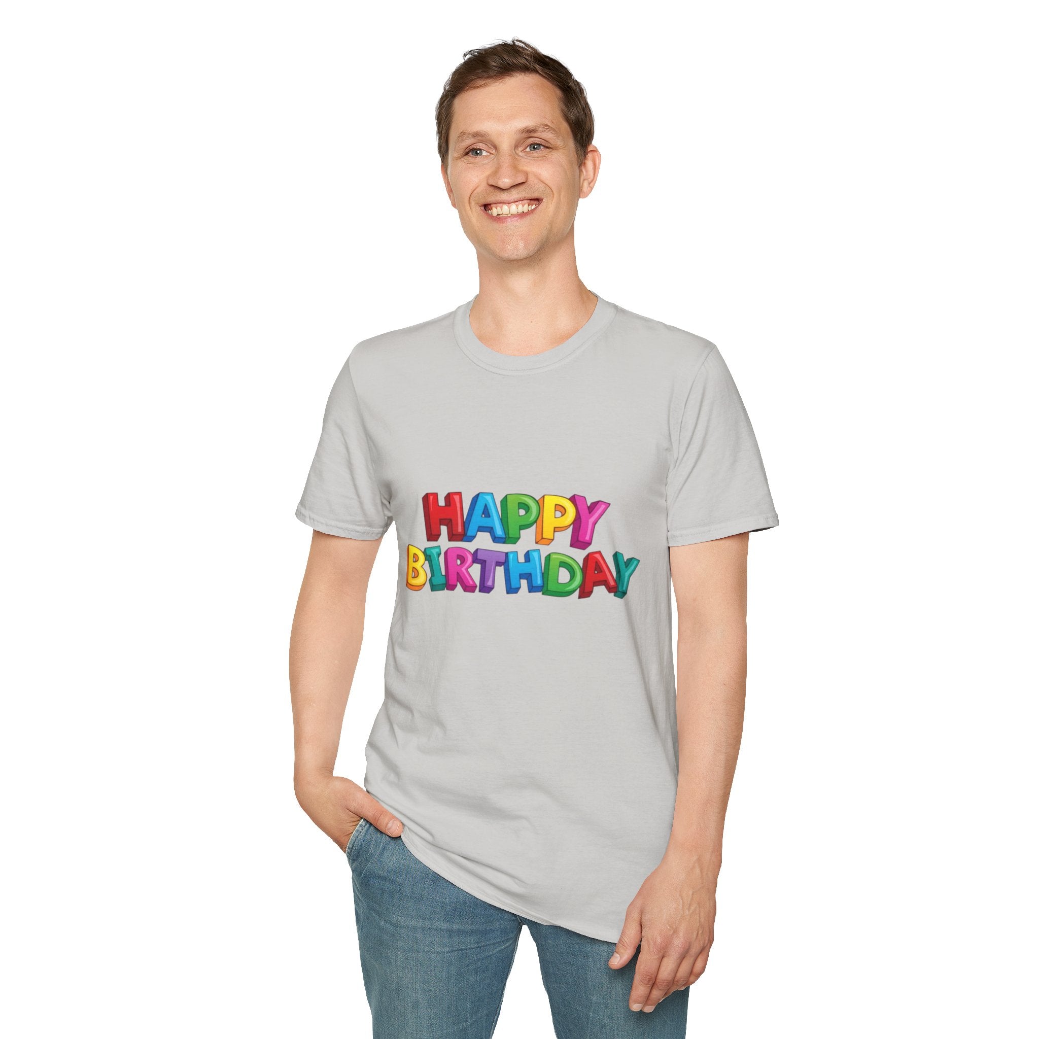 Happy Birthday Unisex Softstyle T-Shirt-Personalize It!