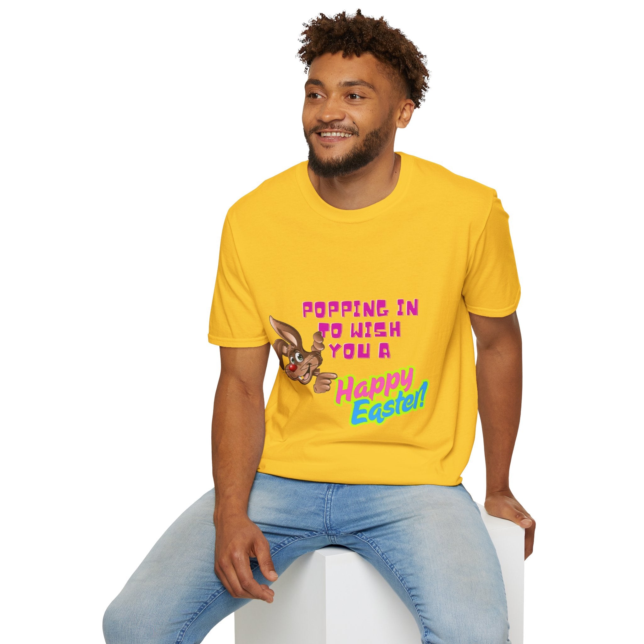 Popping In To Wish You A Happy Easter Bunny Unisex Softstyle T-Shirt