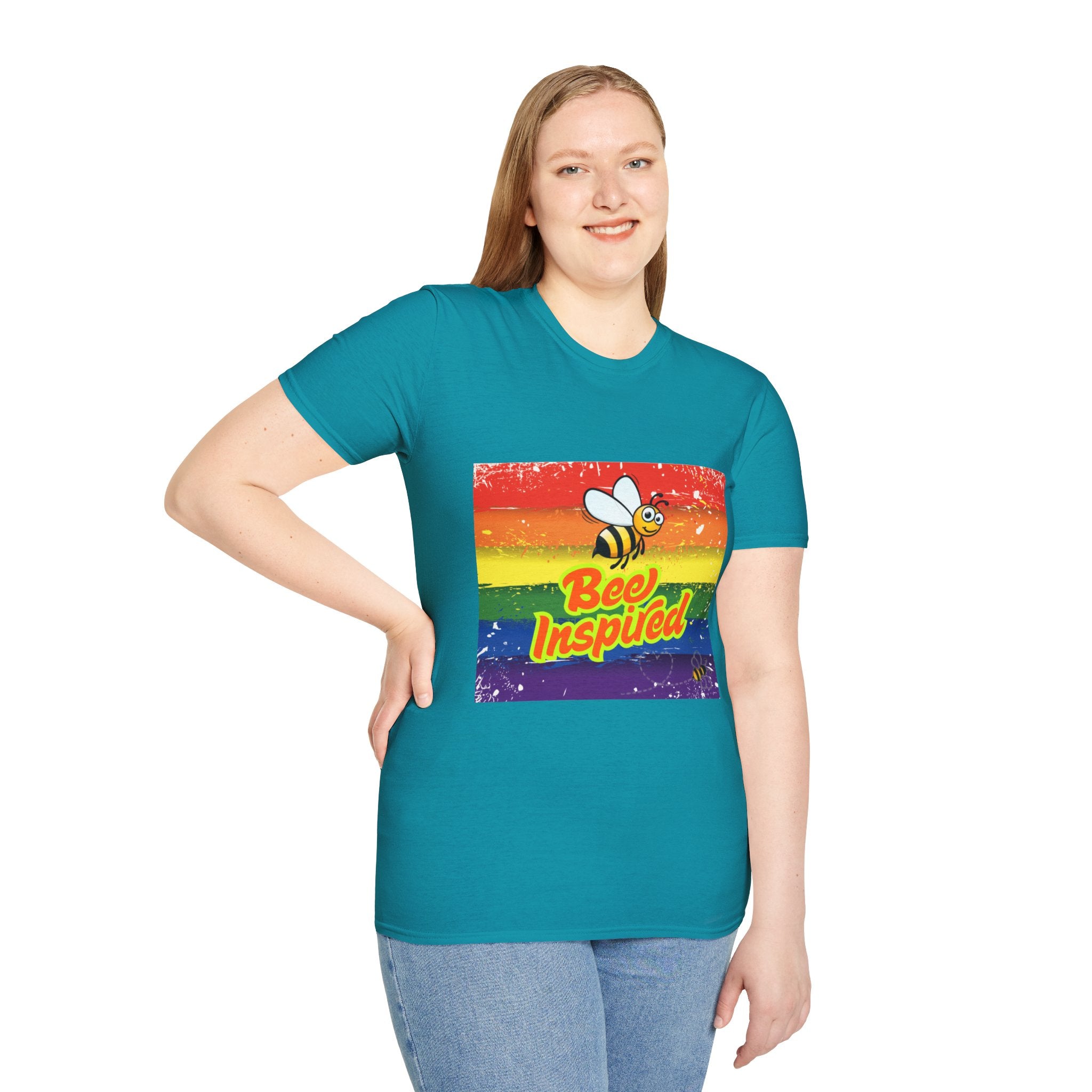 Bee Inspired Rainbow Unisex Softstyle T-Shirt