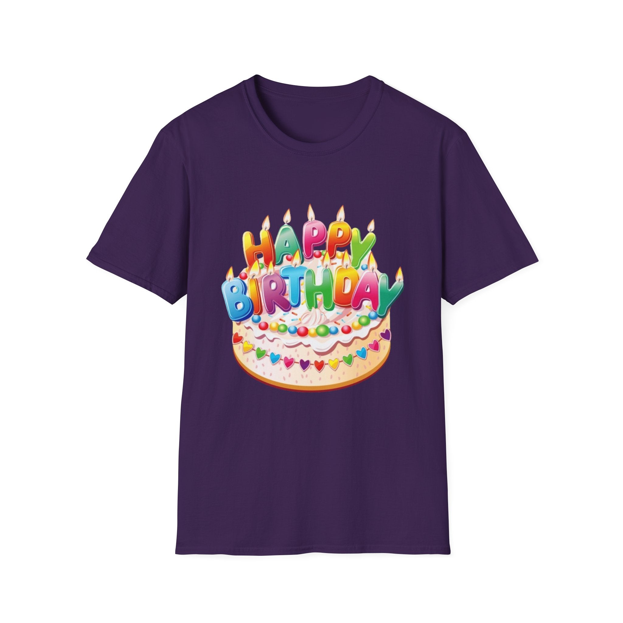 Happy Birthday Cake Unisex Softstyle T-Shirt-Personalize It!