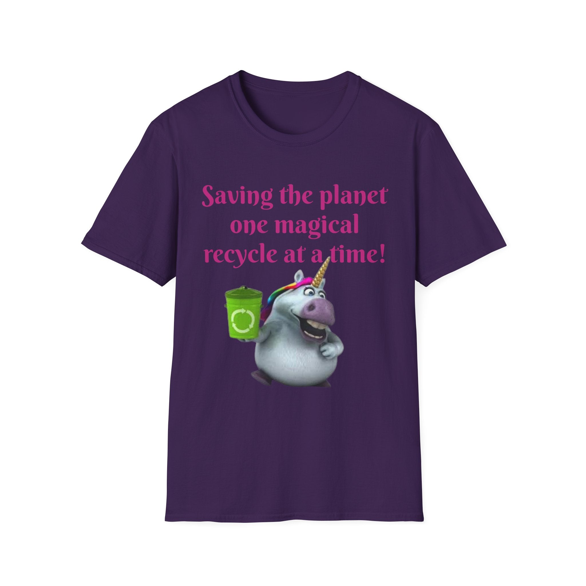 Saving The Planet One Magical Recycle At A Time! Unicorn Unisex Softstyle T-Shirt