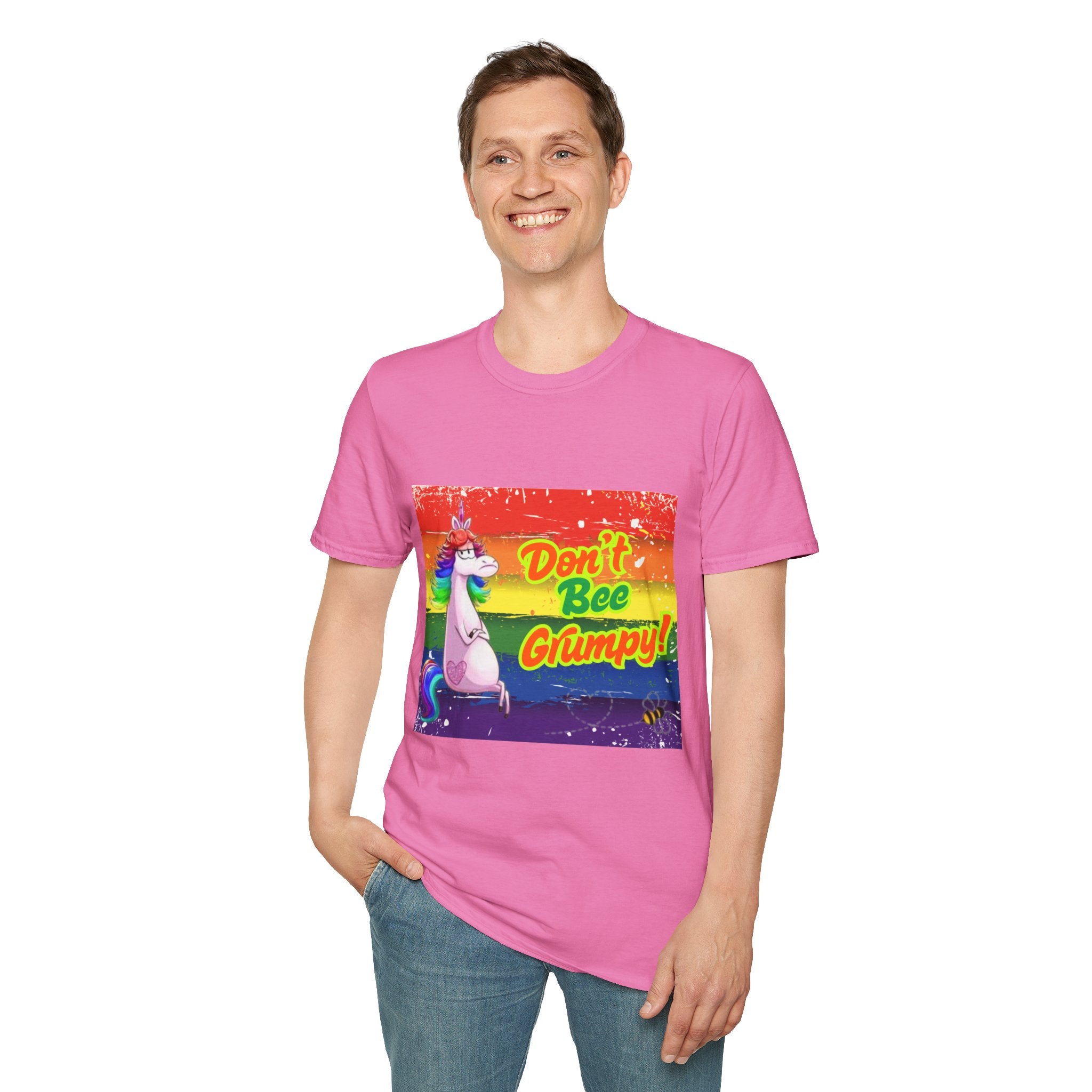 Don't Bee Grumpy Rainbow Unisex Softstyle T-Shirt