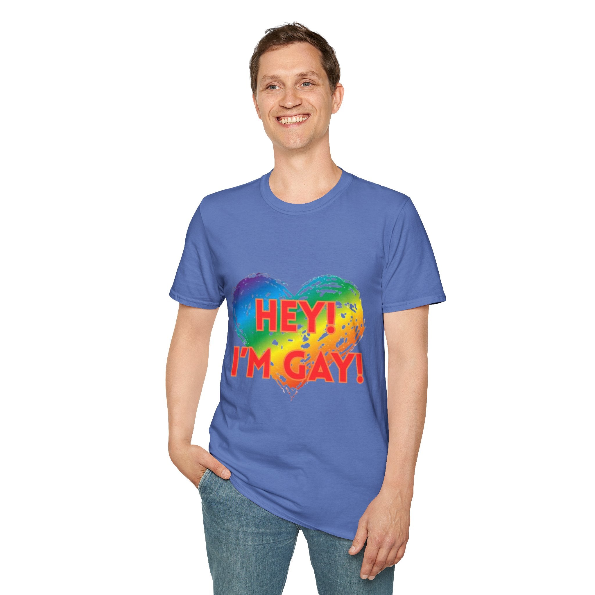 Hey I'm Gay! Unisex Softstyle T-Shirt