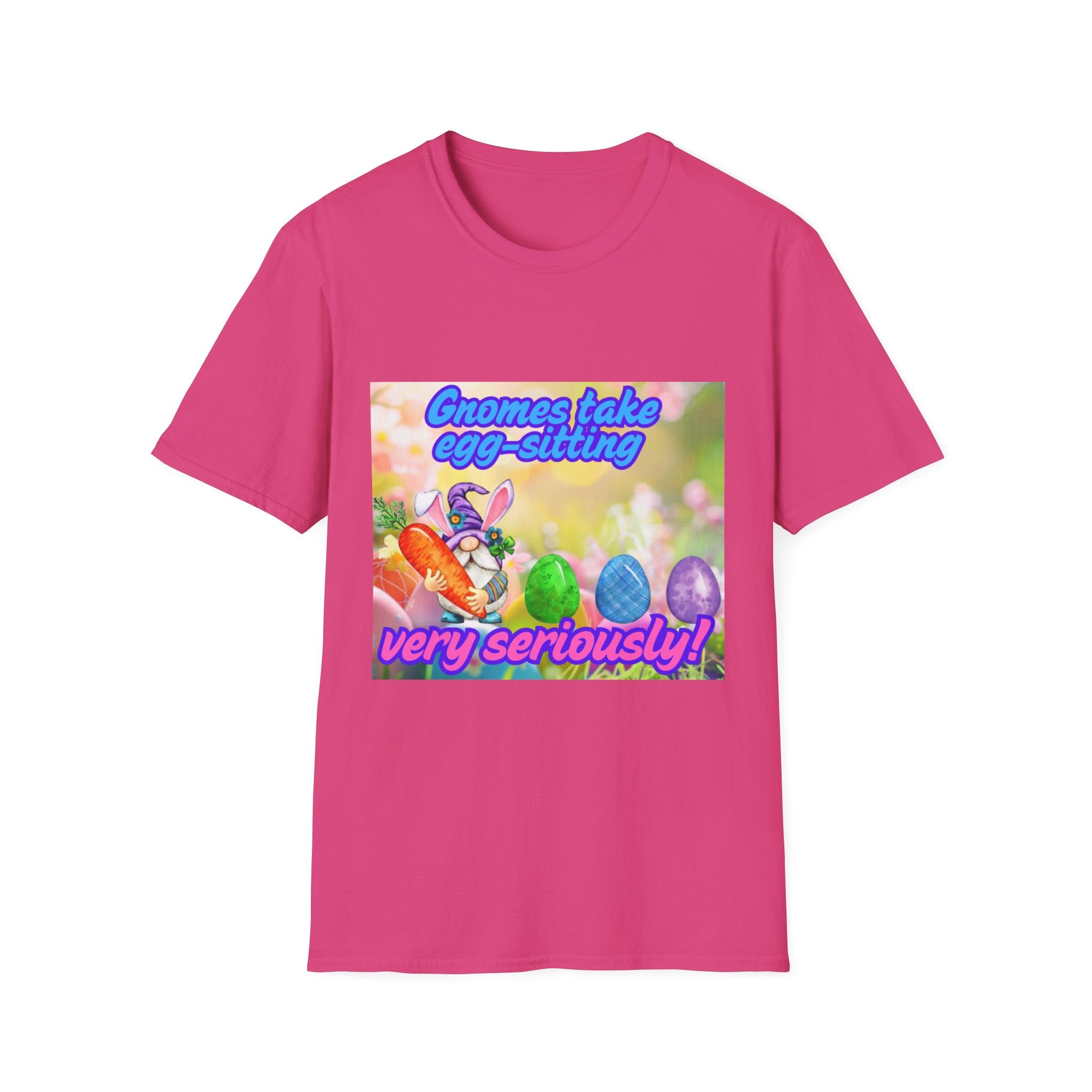 Gnomes Take Egg-Sitting Very Seriously Unisex Softstyle T-Shirt