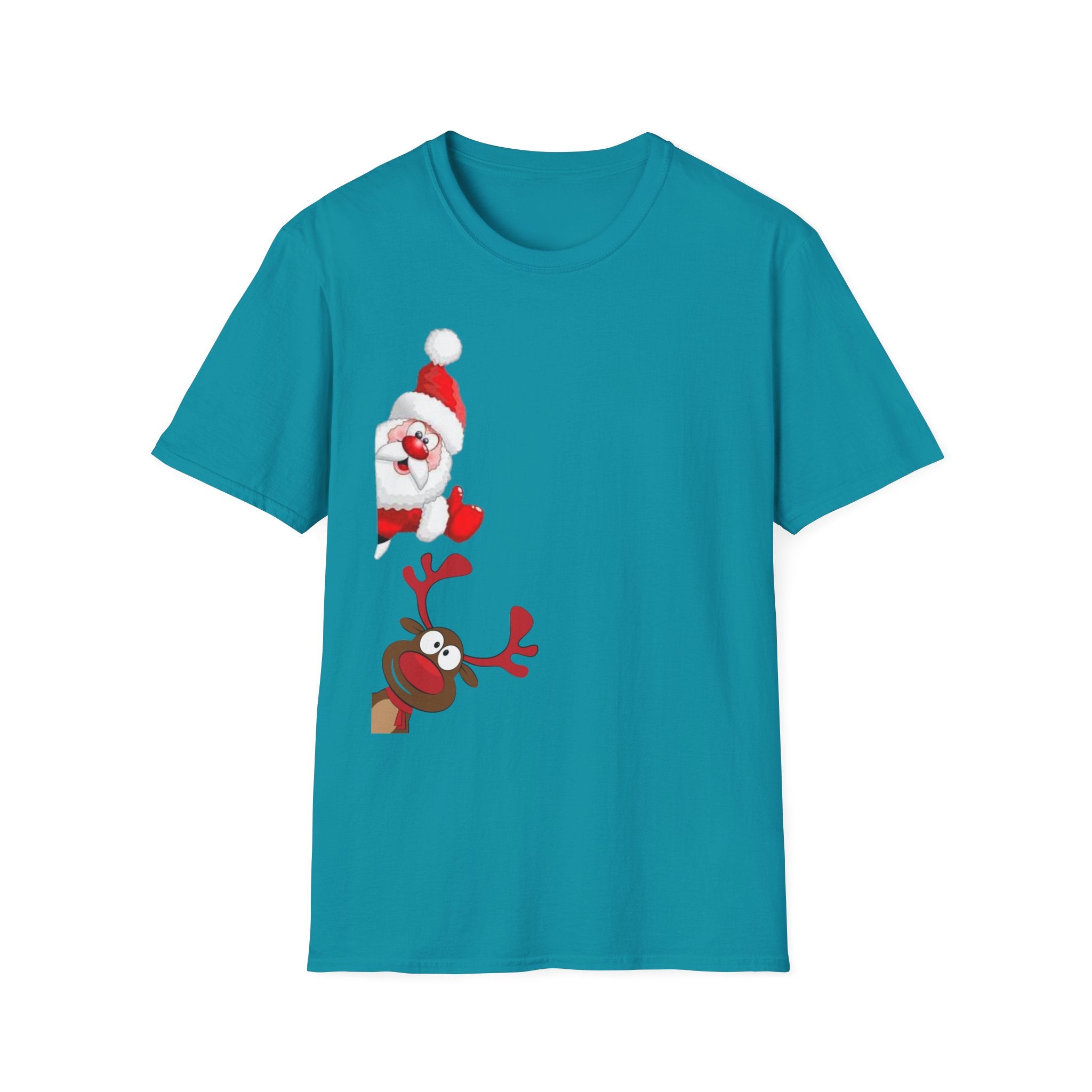 Christmas Santa and Reindeer Unisex Softstyle T-Shirt