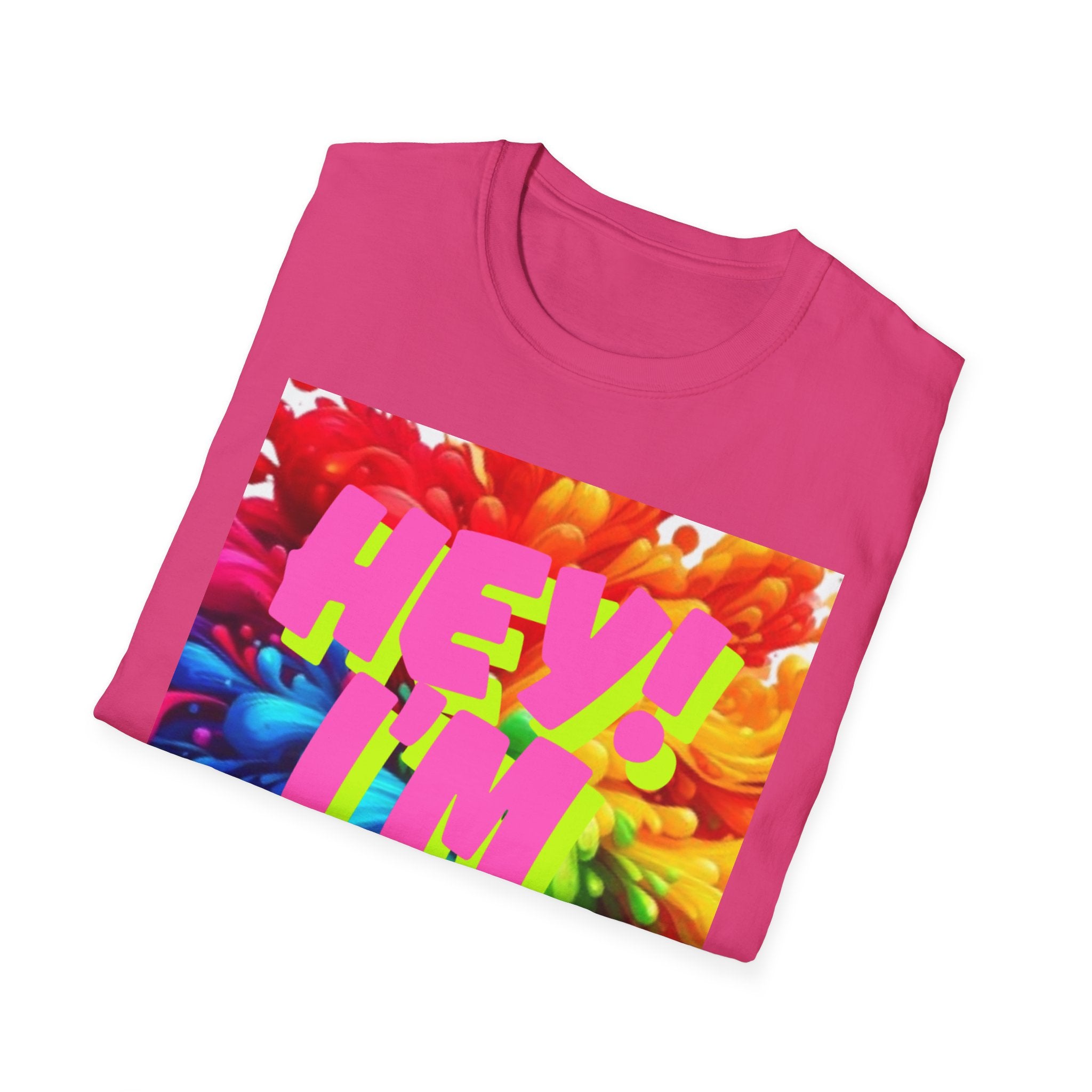 Hey I'm Gay! Heart Unisex Softstyle T-Shirt