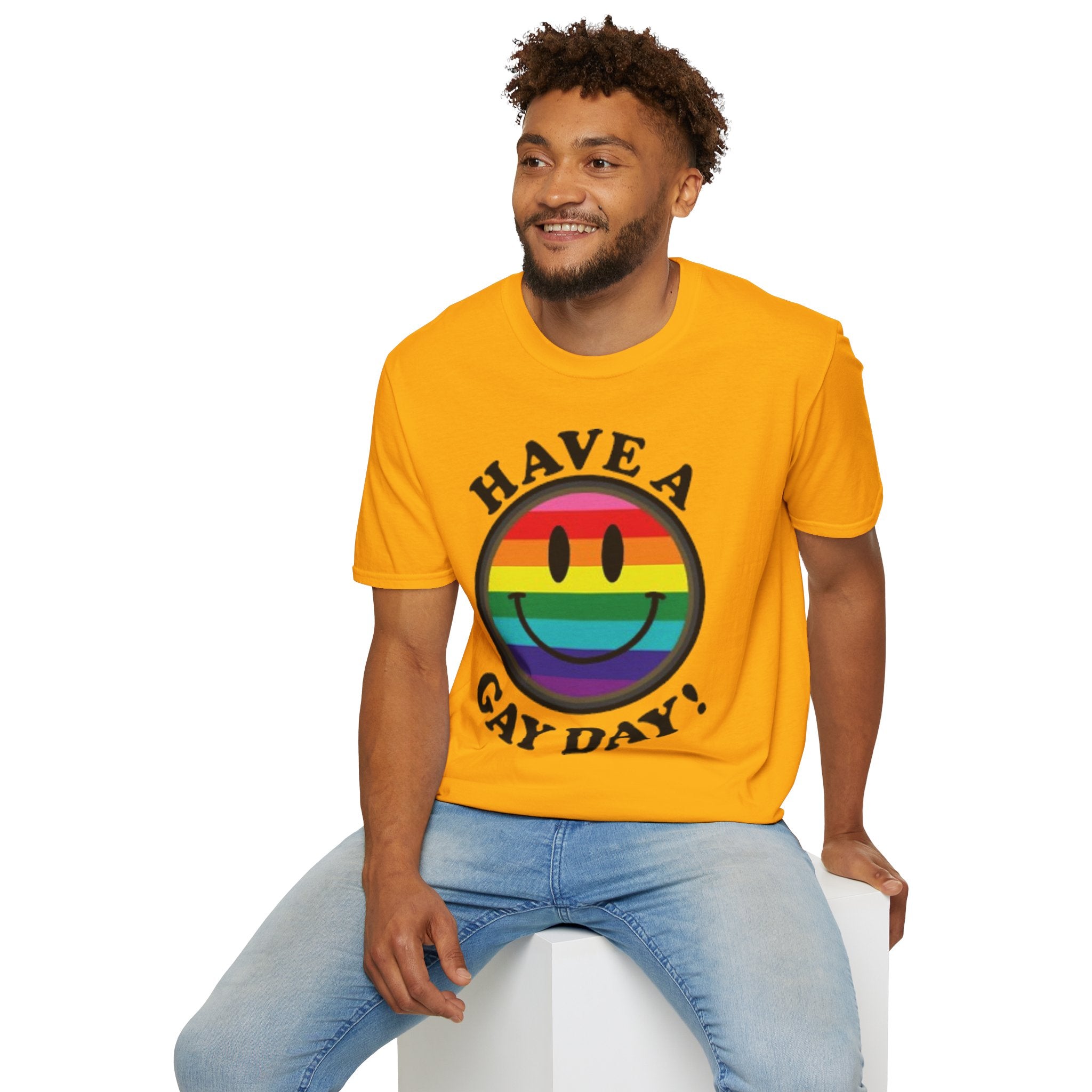 Have A Gay Day Rainbow Smile Unisex Softstyle T-Shirt