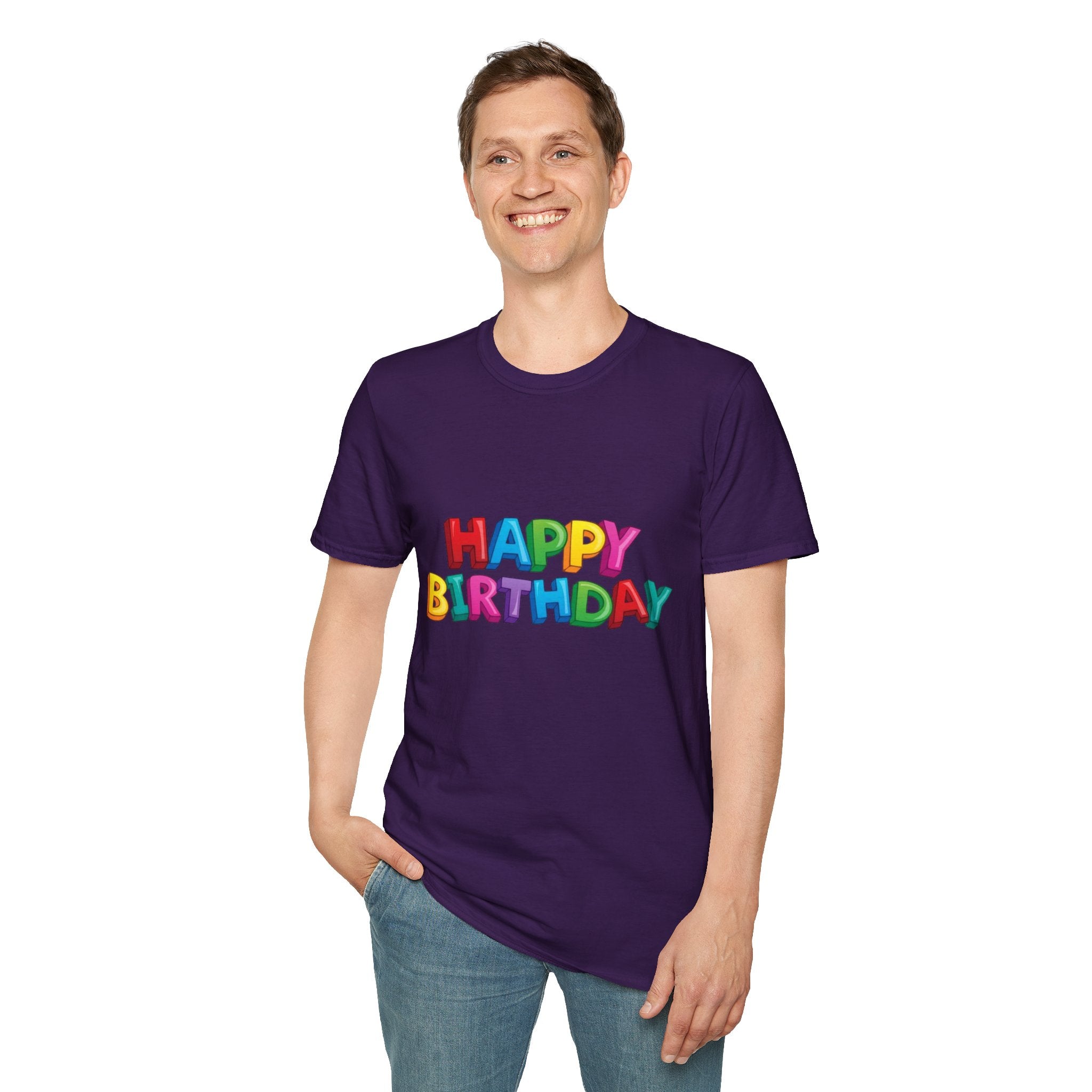 Happy Birthday Unisex Softstyle T-Shirt-Personalize It!
