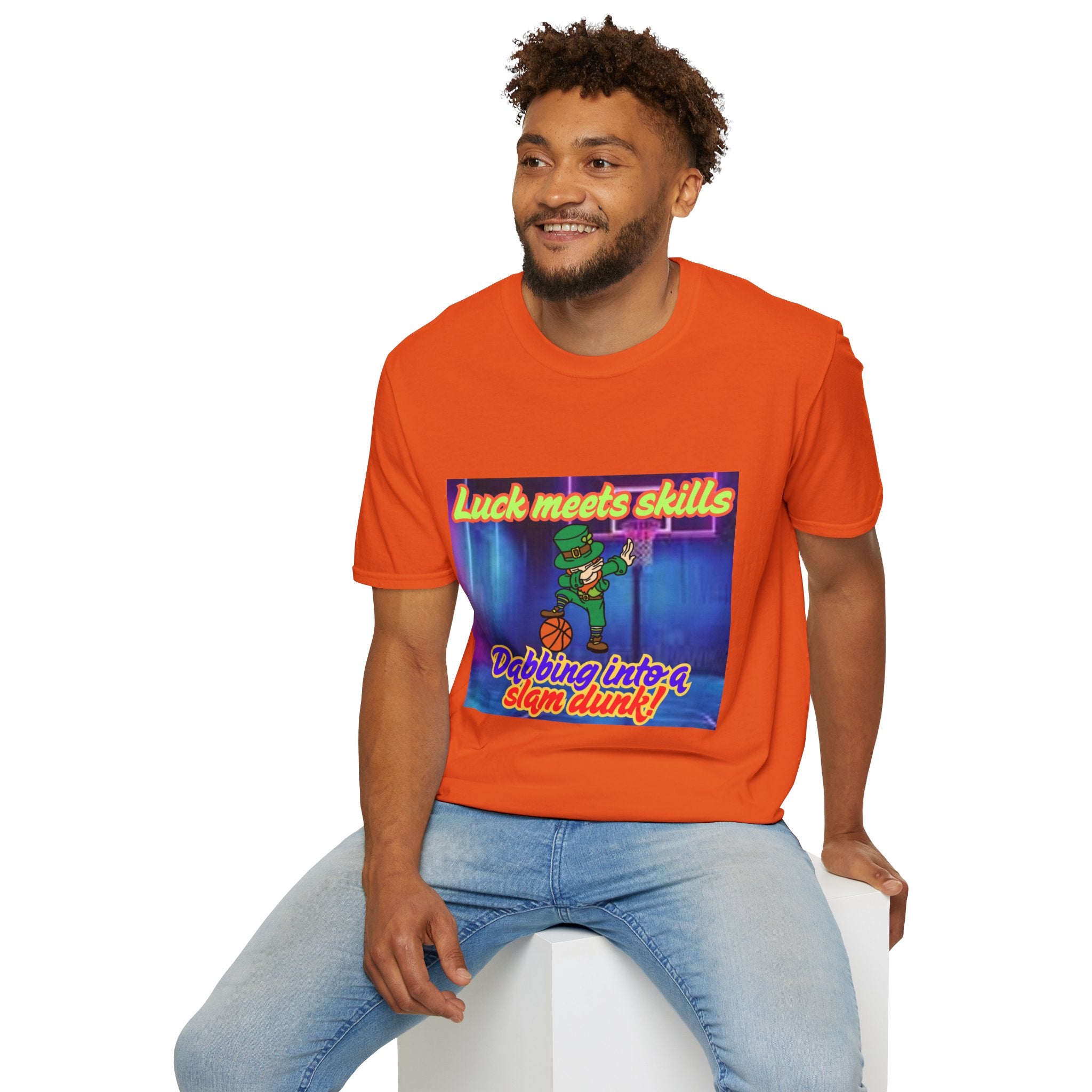 Luck Meets Skills Dabbing Into A Slam Dunk! Unisex Softstyle T-Shirt