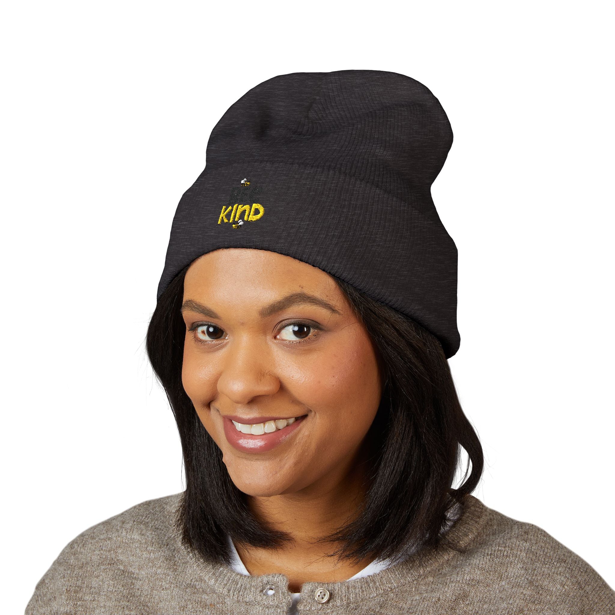 Bee Kind Embroidered Cuffed Beanie