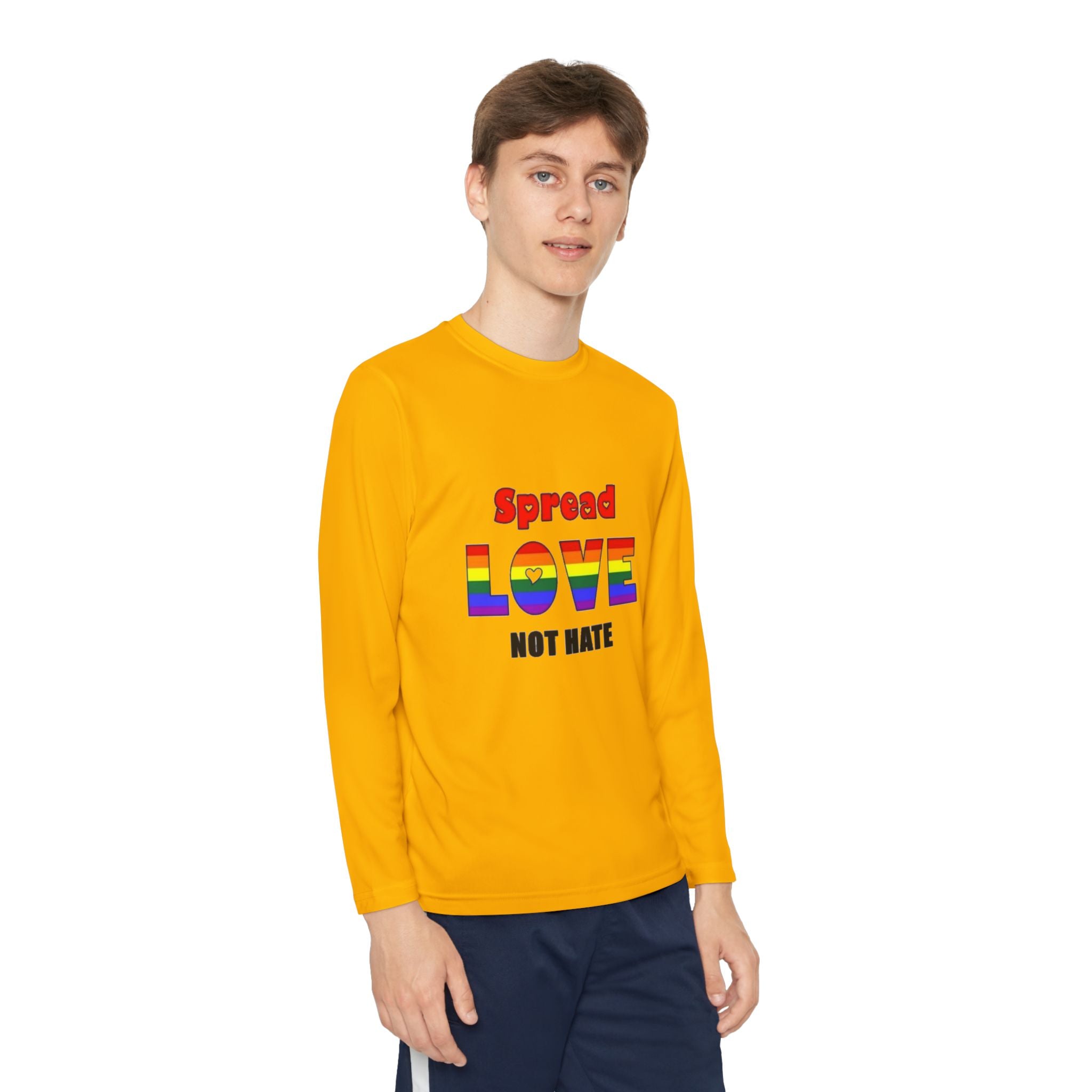 Spread Love Not Hate Youth Long Sleeve Competitor T-Shirt