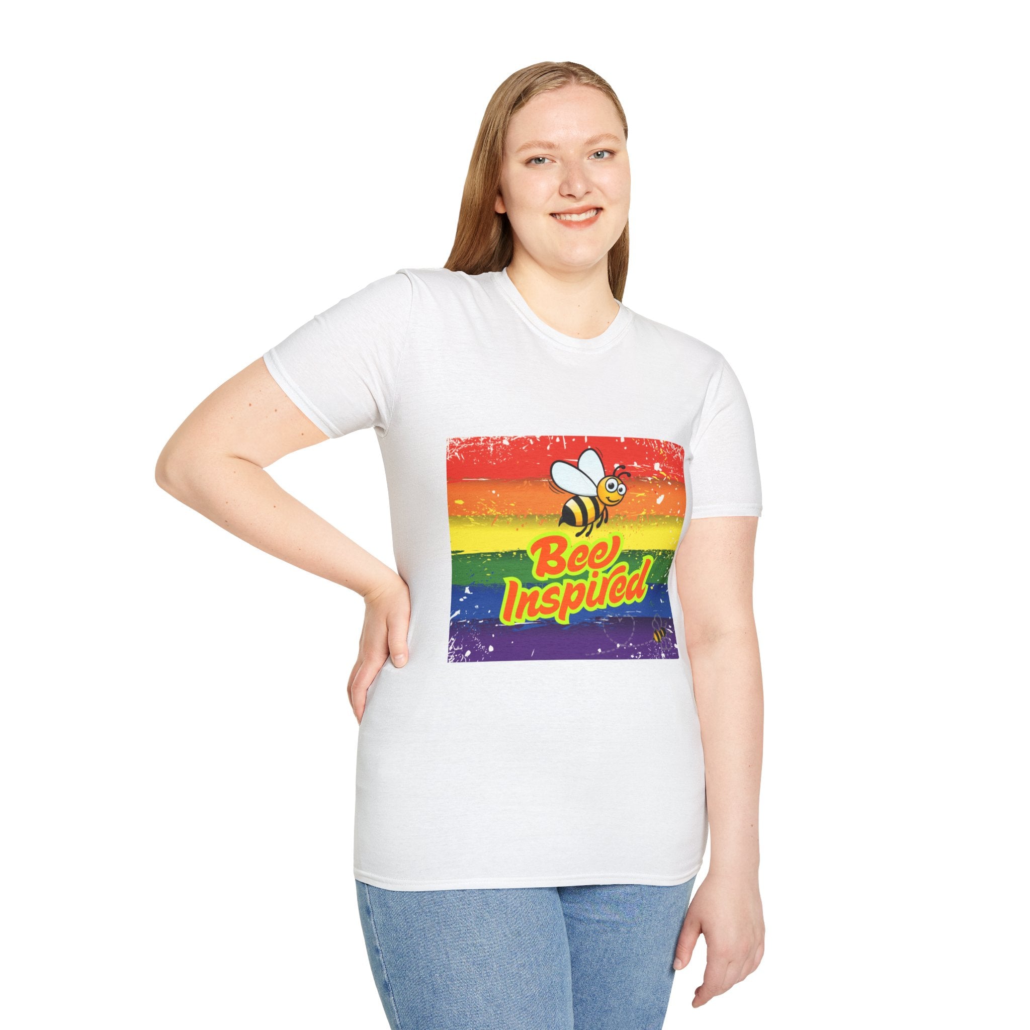 Bee Inspired Rainbow Unisex Softstyle T-Shirt