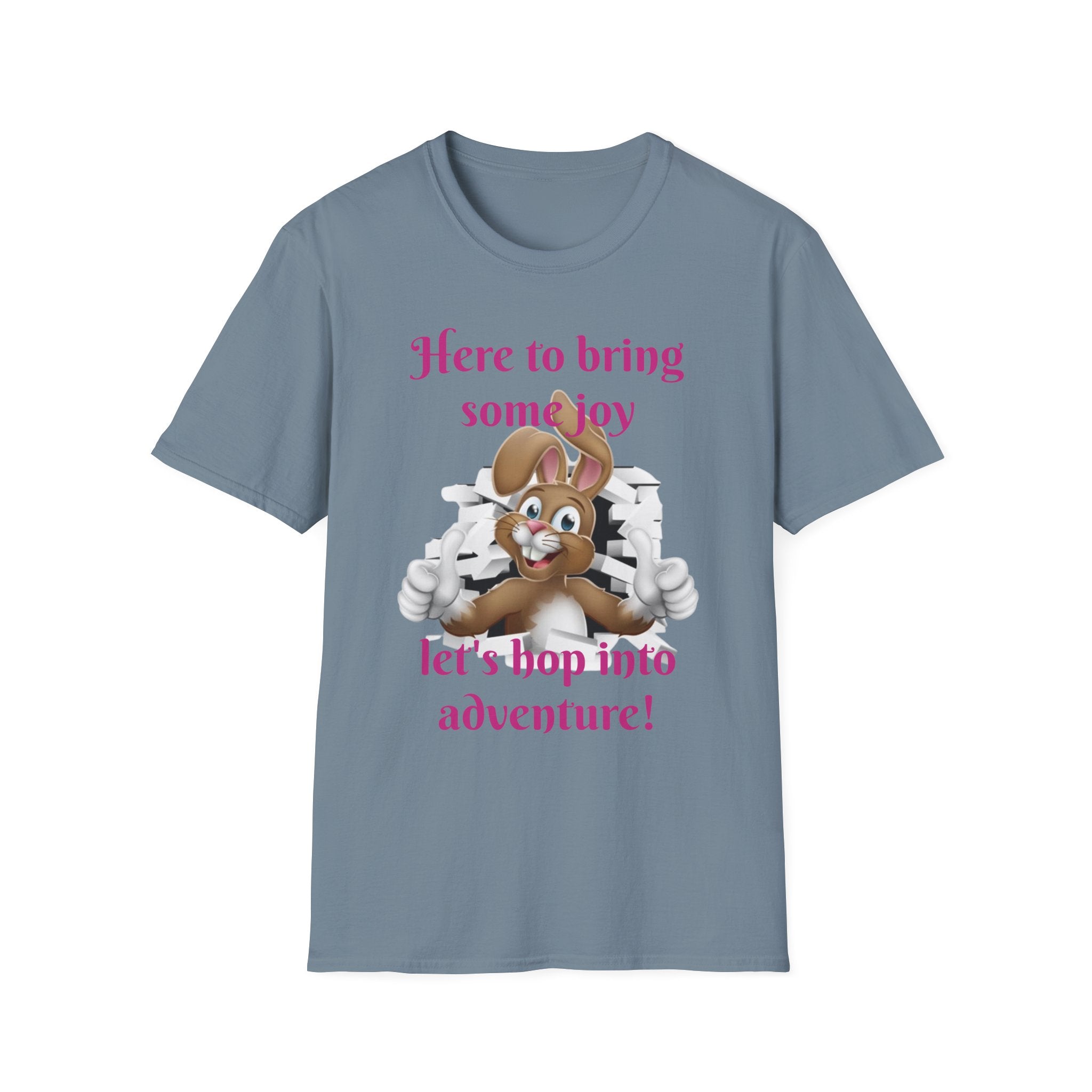 Here To Bring Some Joy Let's Hop Into Adventure Unisex Softstyle T-Shirt