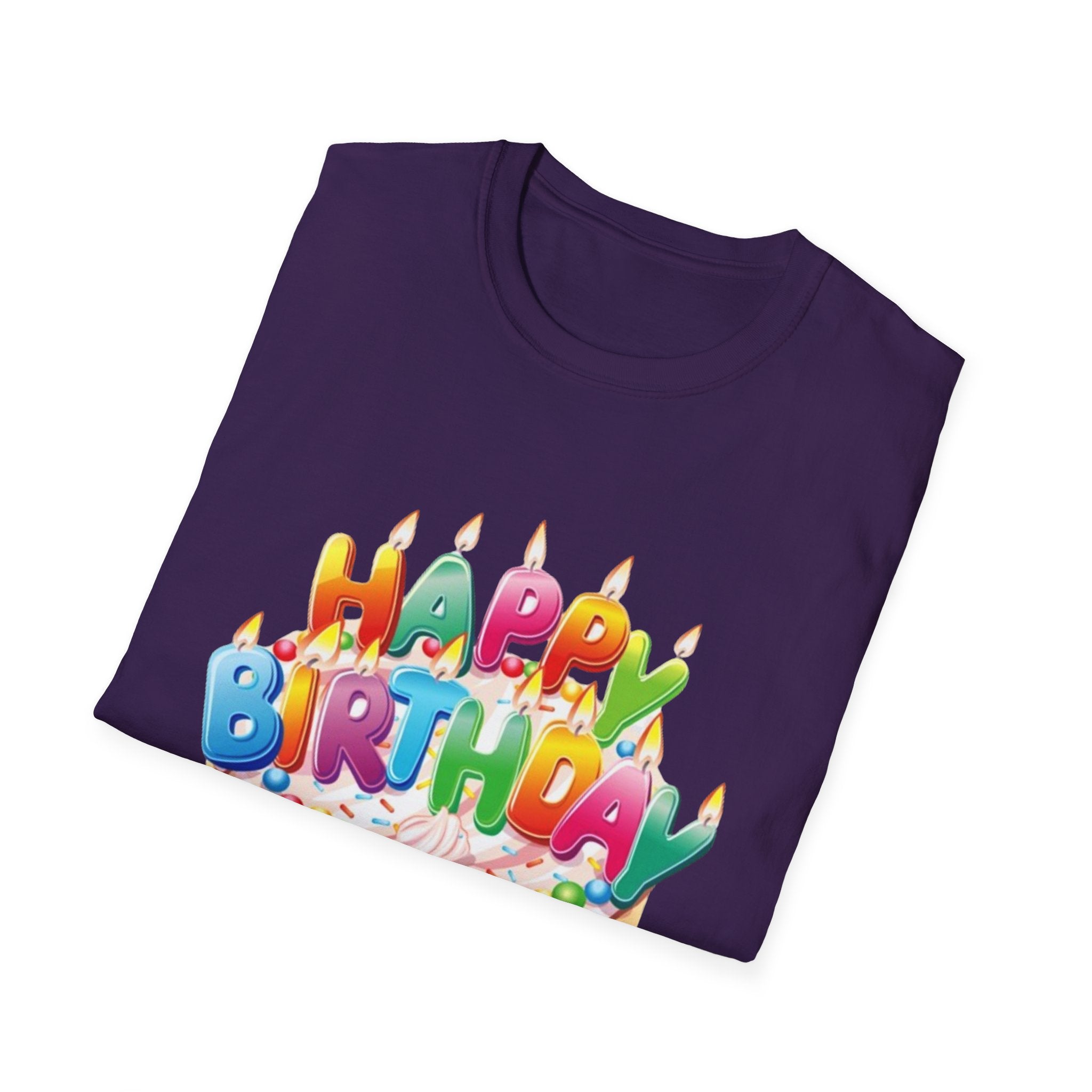 Happy Birthday Cake Unisex Softstyle T-Shirt-Personalize It!