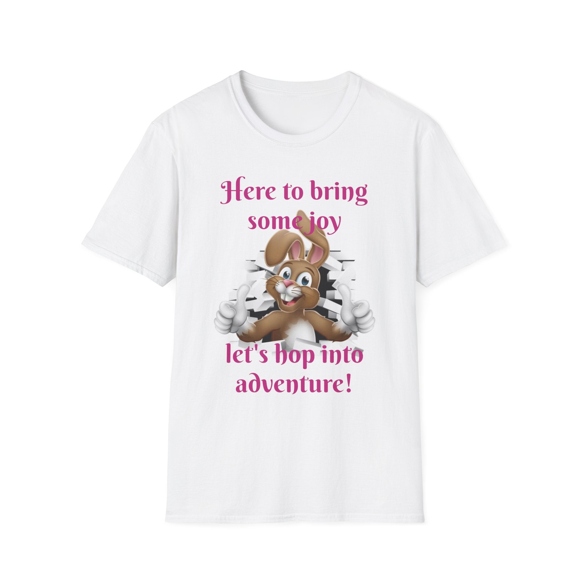Here To Bring Some Joy Let's Hop Into Adventure Unisex Softstyle T-Shirt