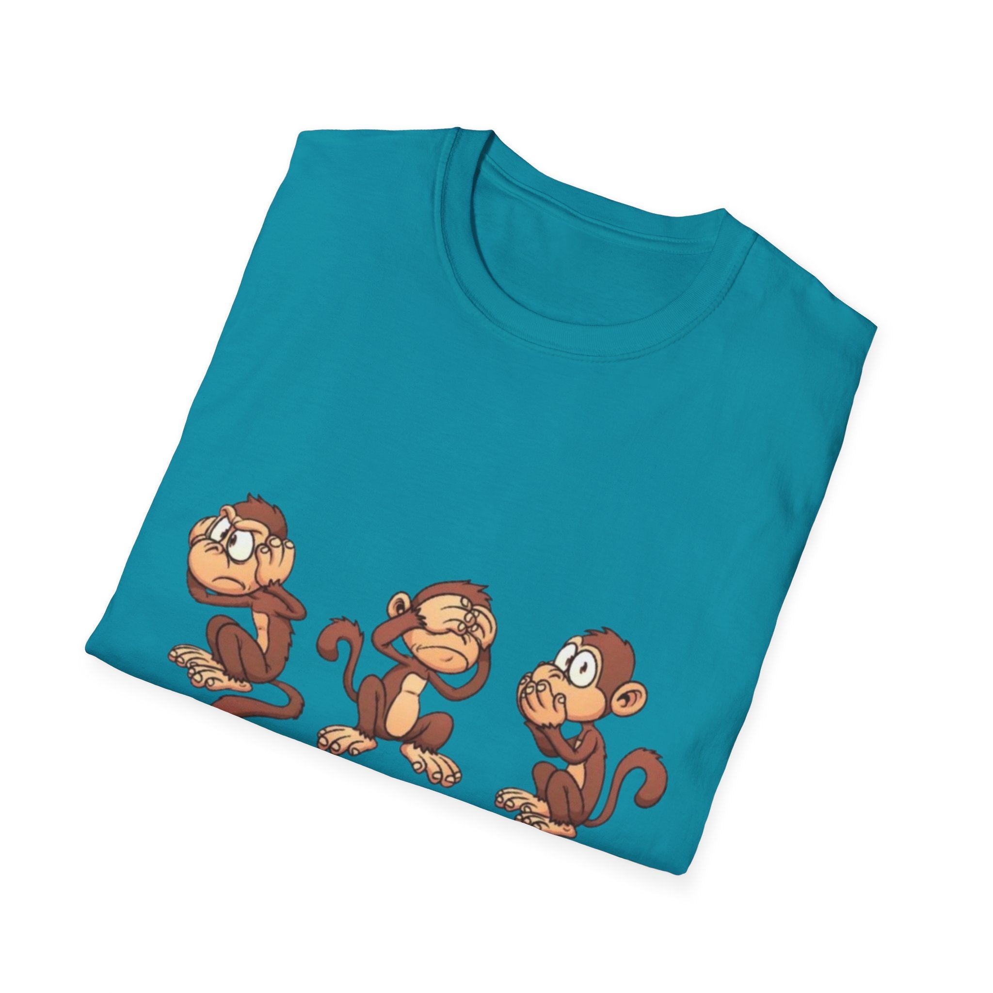 Monkey Hear, See, Say What? Unisex Softstyle T-Shirt