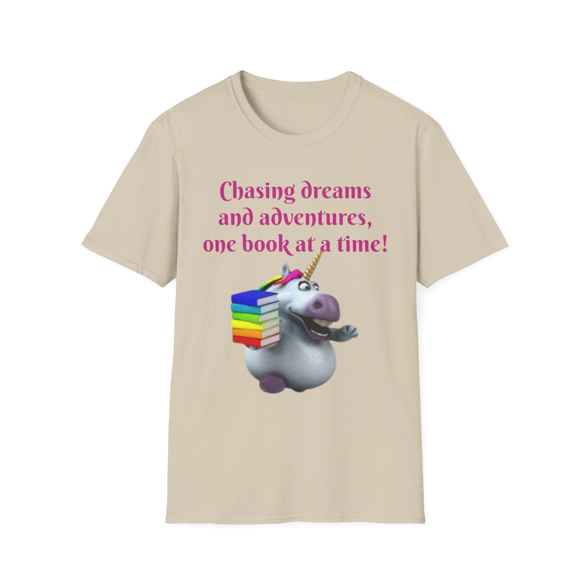 Chasing Dreams And Adventures, One Book At A Time! Unicorn Unisex Softstyle T-Shirt