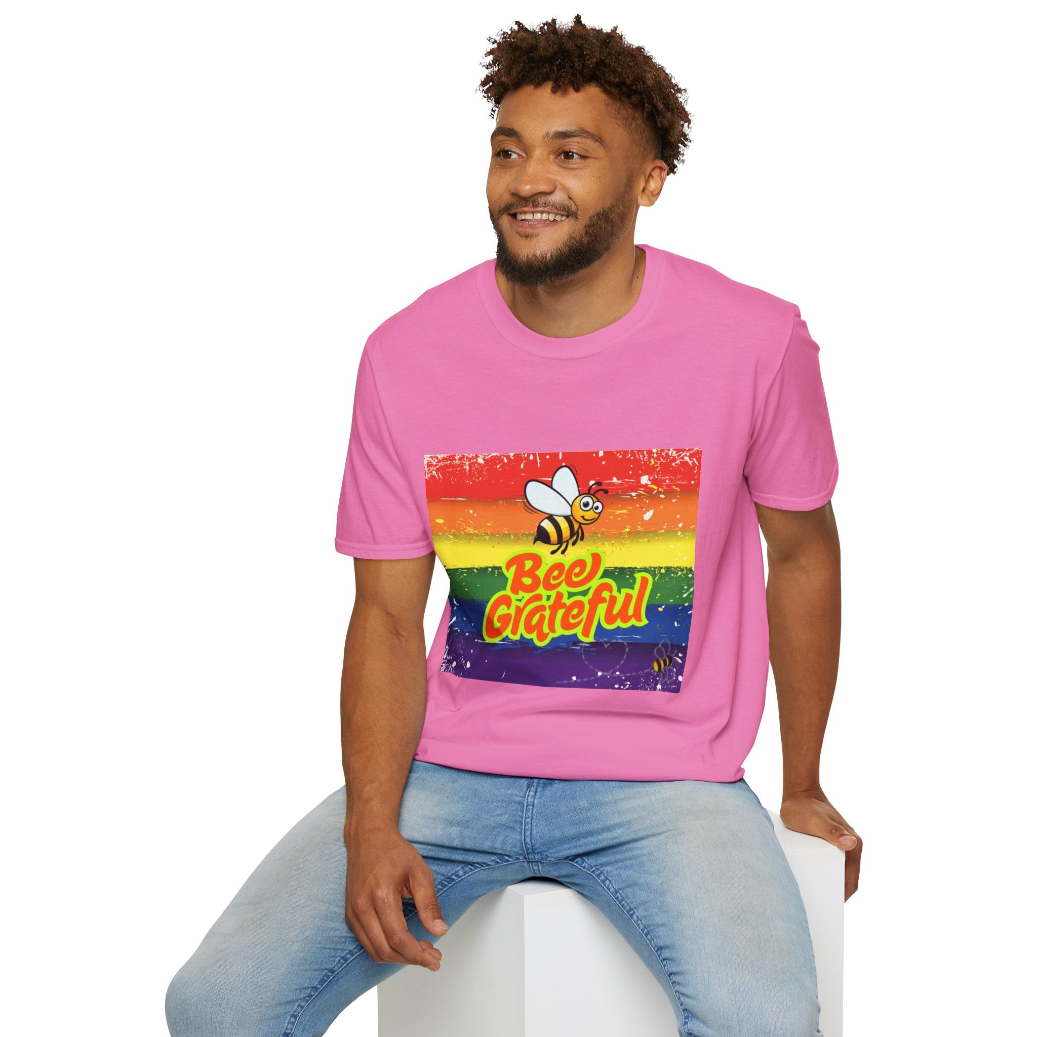 Bee Grateful Rainbow Unisex Softstyle T-Shirt